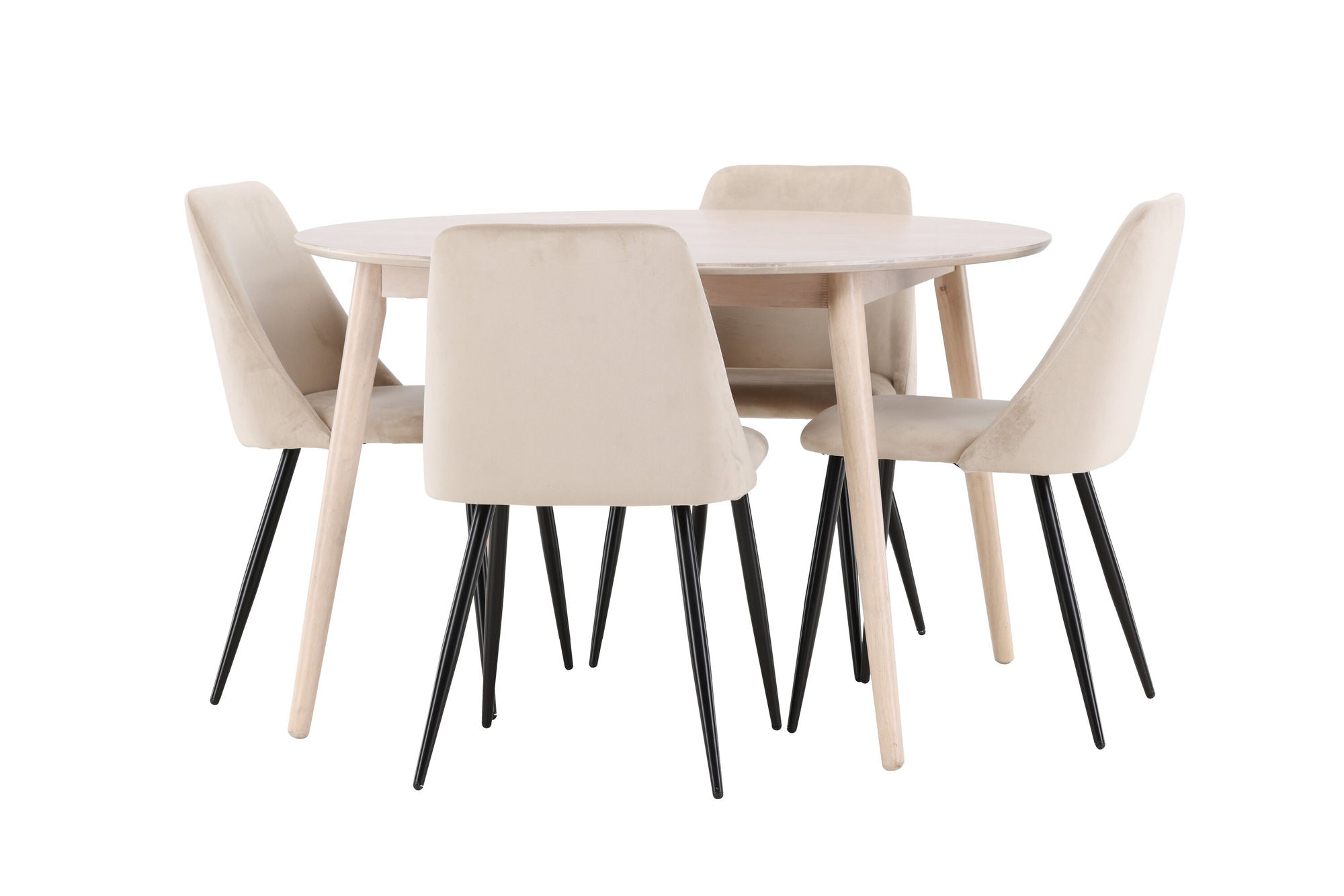Venture Home Flora bord - Whitewash with 4 Night stol - Black / Beige
