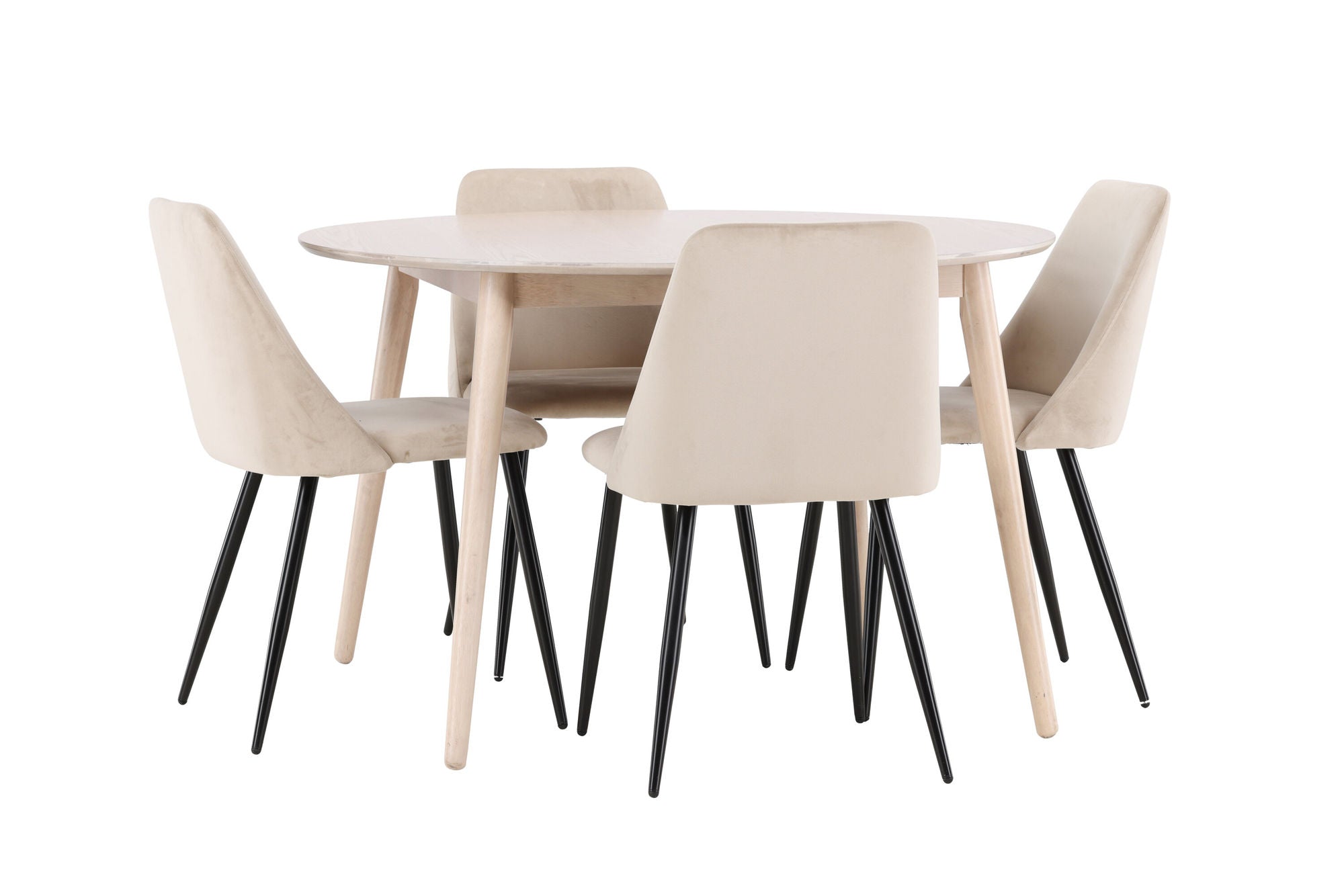 Venture Home Flora bord - Whitewash with 4 Night stol - Black / Beige