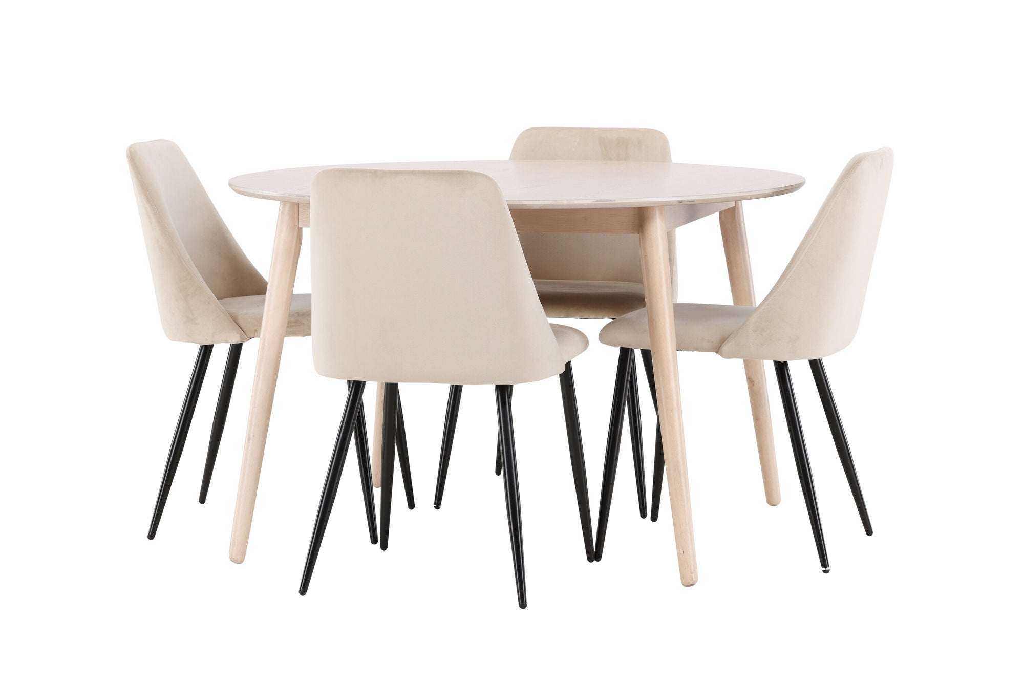 Venture Home Flora bord - Whitewash with 4 Night stol - Black / Beige