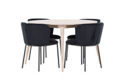 Venture Home Flora bord - Whitewash with 4 Edina stol - Black