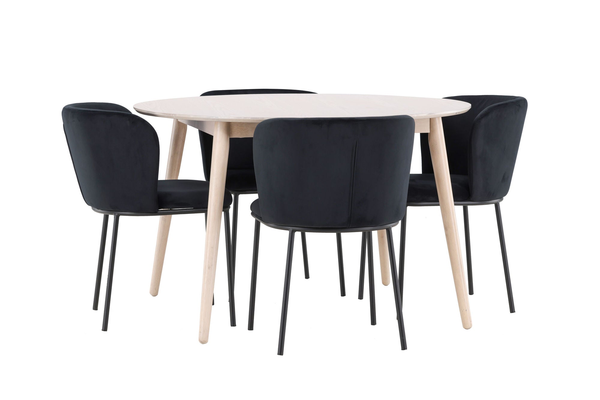 Venture Home Flora bord - Whitewash with 4 Edina stol - Black