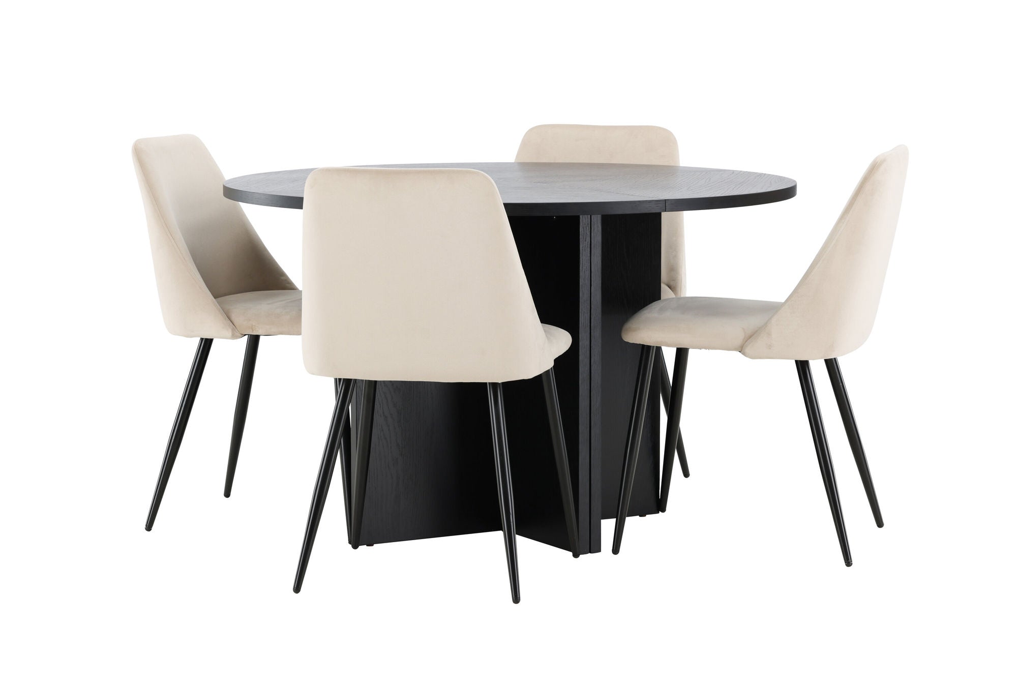 Venture Home Strada bord - Black with 4 Night stol - Black / Beige