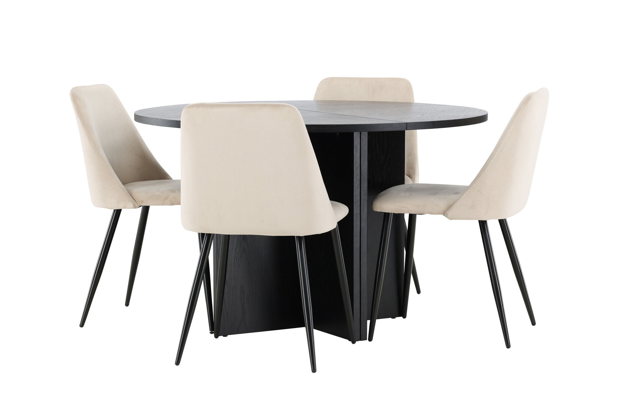Venture Home Strada bord - Black with 4 Night stol - Black / Beige