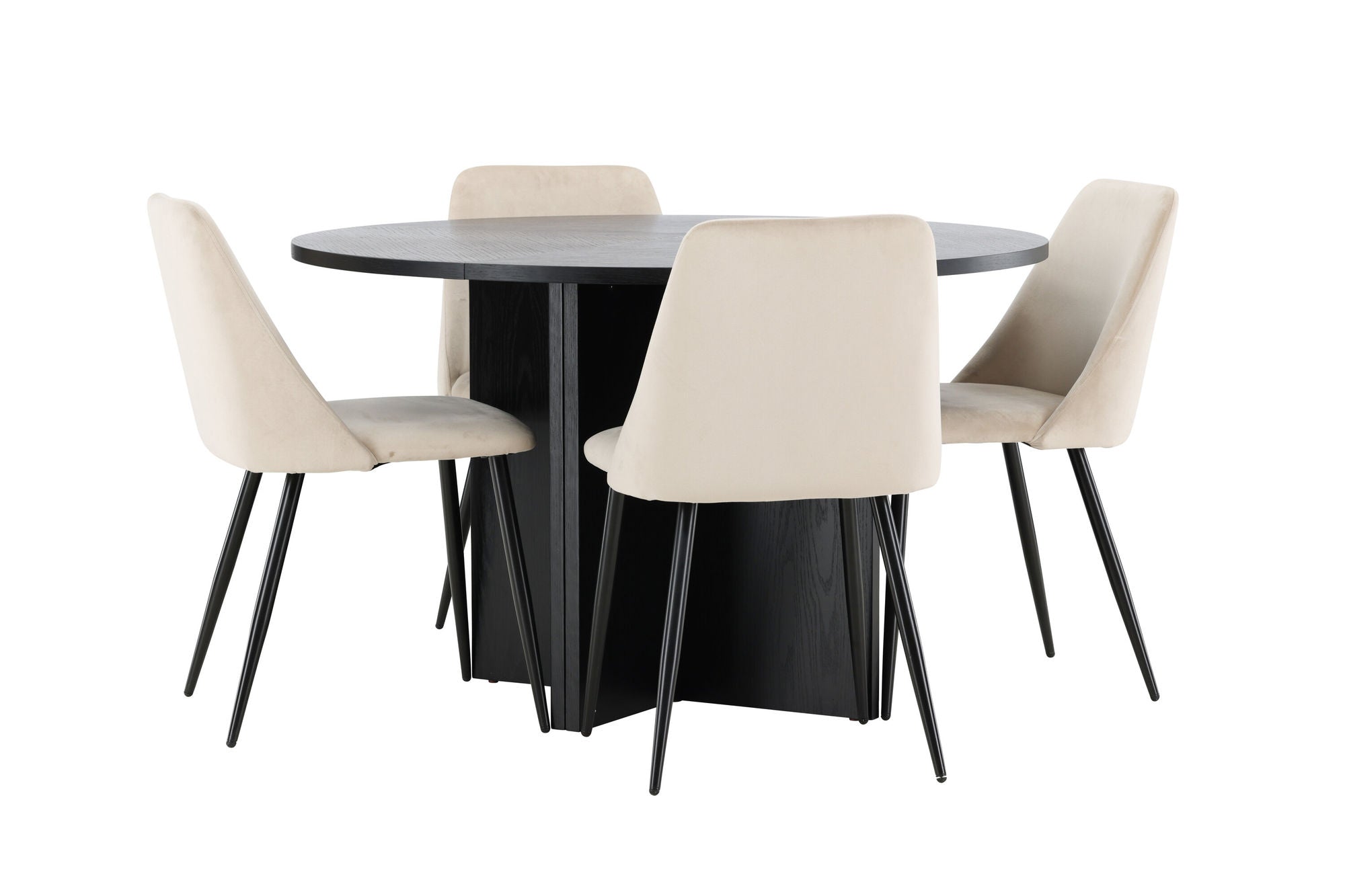 Venture Home Strada bord - Black with 4 Night stol - Black / Beige