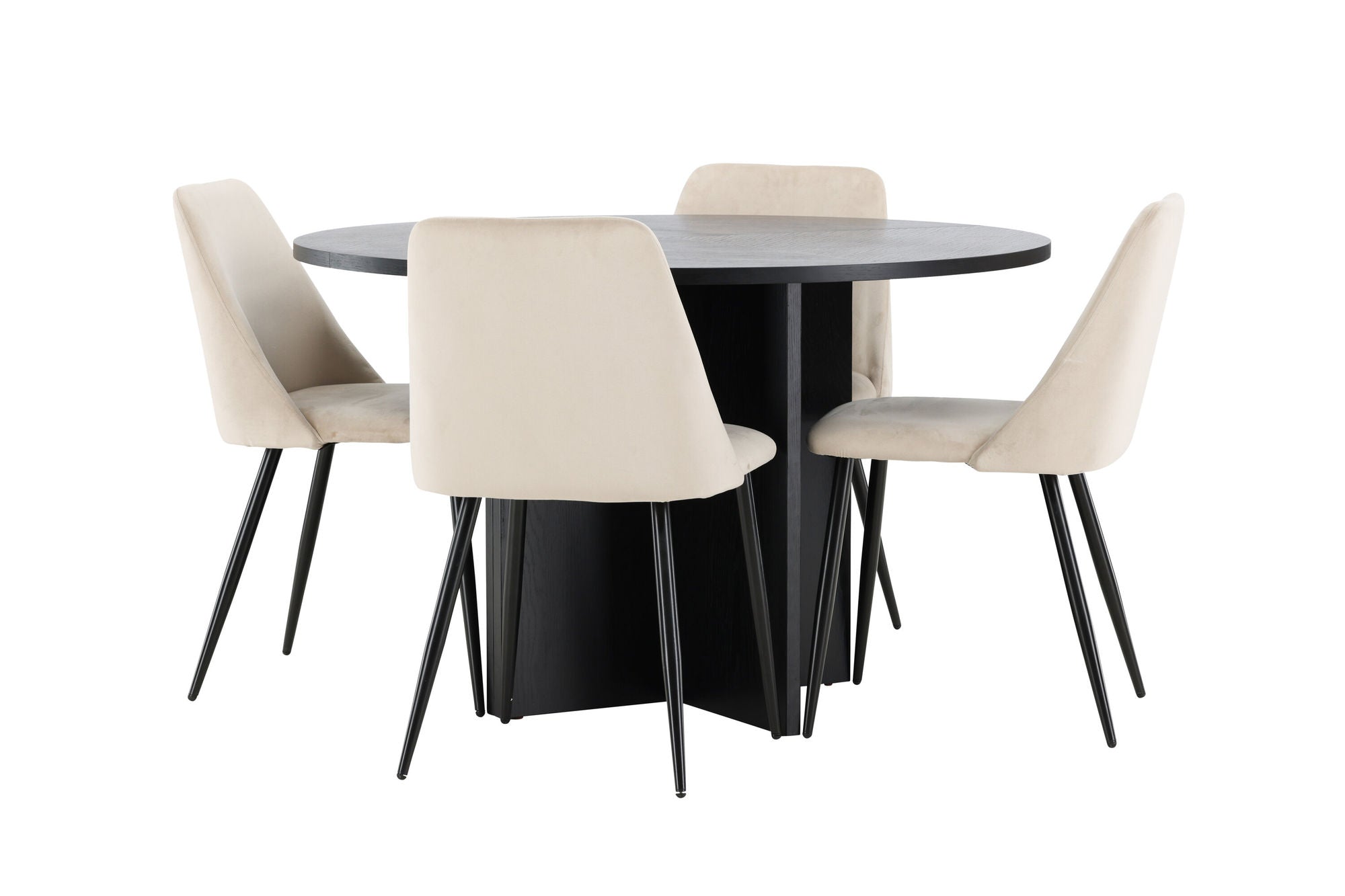 Venture Home Strada bord - Black with 4 Night stol - Black / Beige