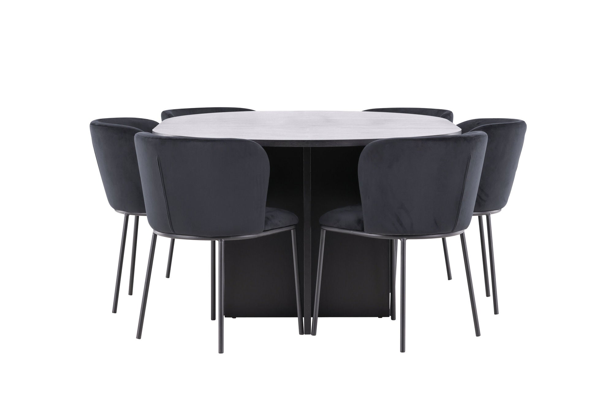 Venture Home Strada bord - Black with 6 Edina stol - Black
