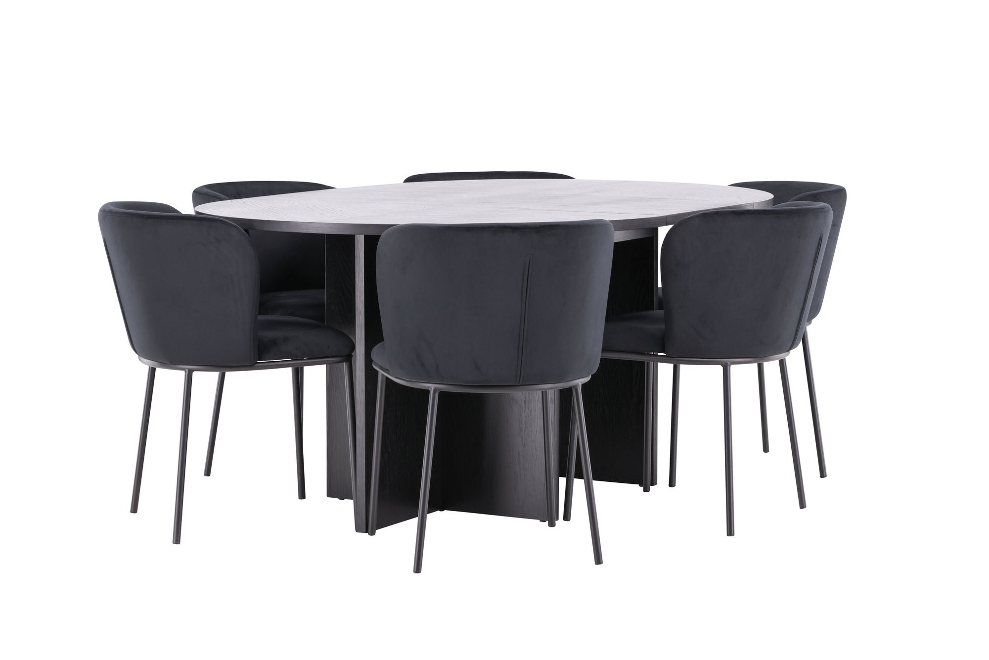 Venture Home Strada bord - Black with 6 Edina stol - Black