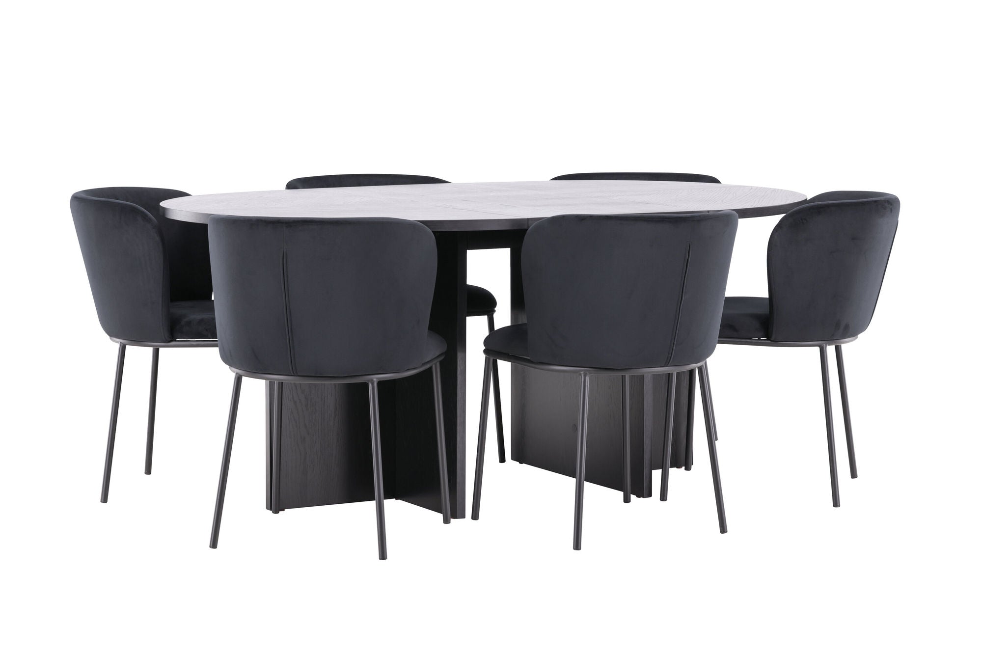 Venture Home Strada bord - Black with 6 Edina stol - Black