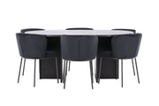 Venture Home Strada bord - Black with 6 Edina stol - Black