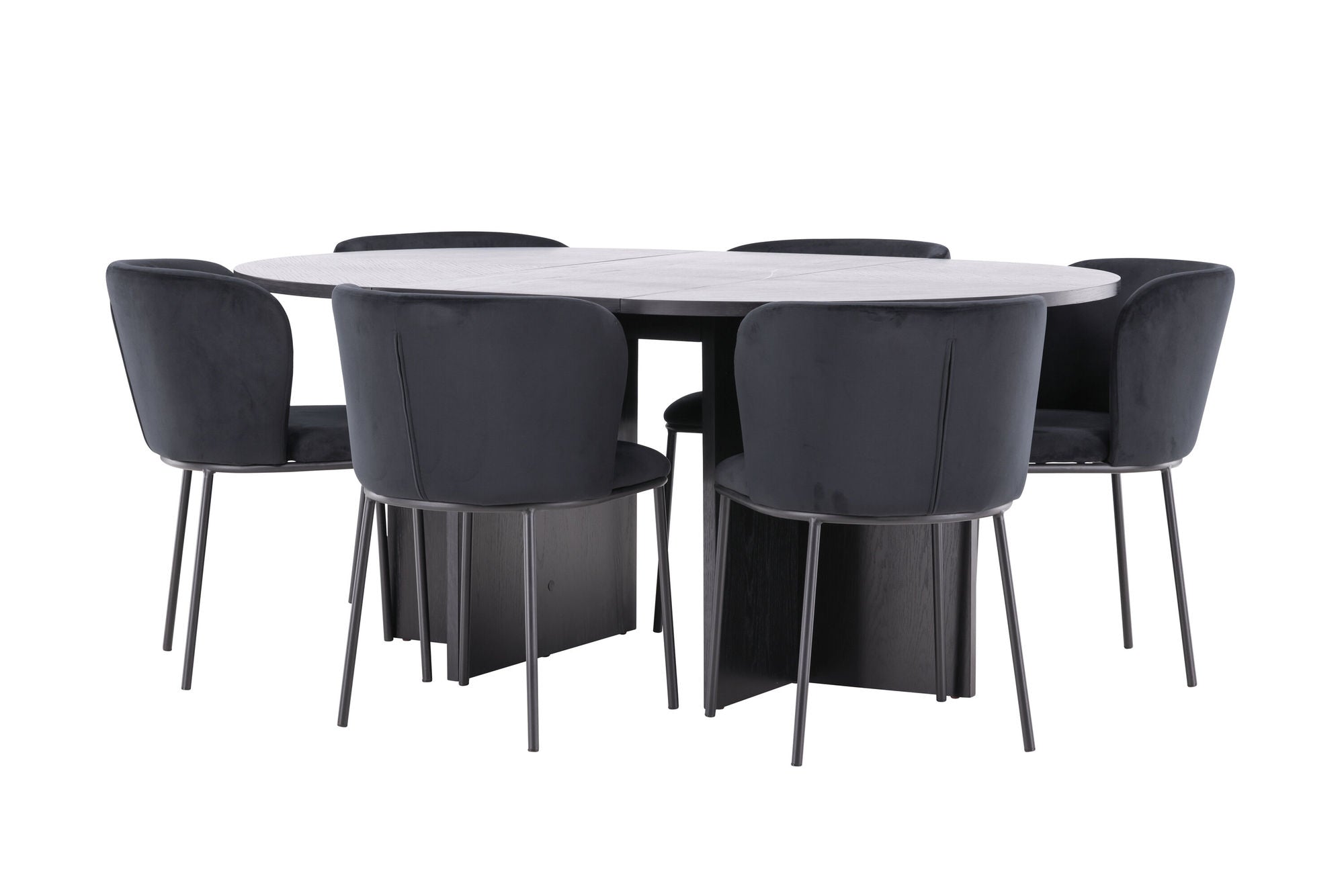 Venture Home Strada bord - Black with 6 Edina stol - Black