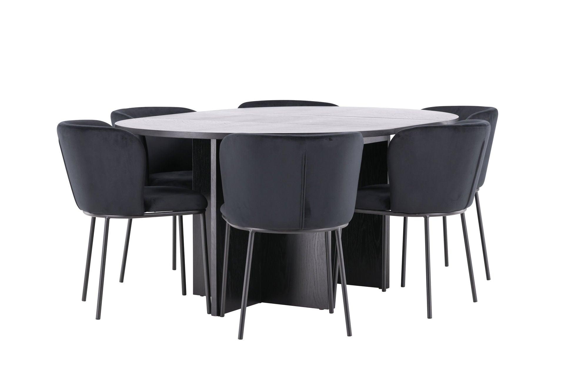 Venture Home Strada bord - Black with 6 Edina stol - Black