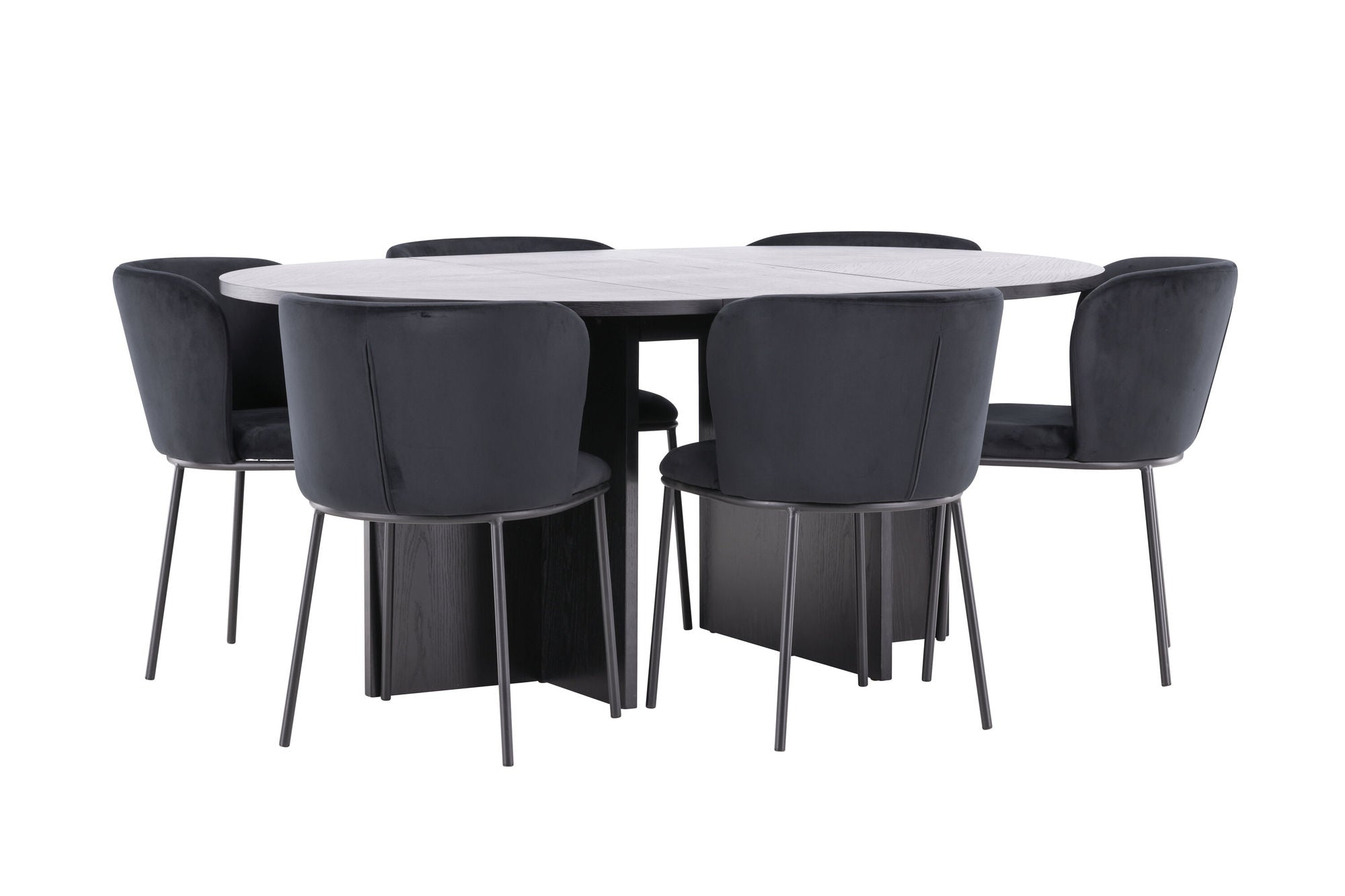 Venture Home Strada bord - Black with 6 Edina stol - Black