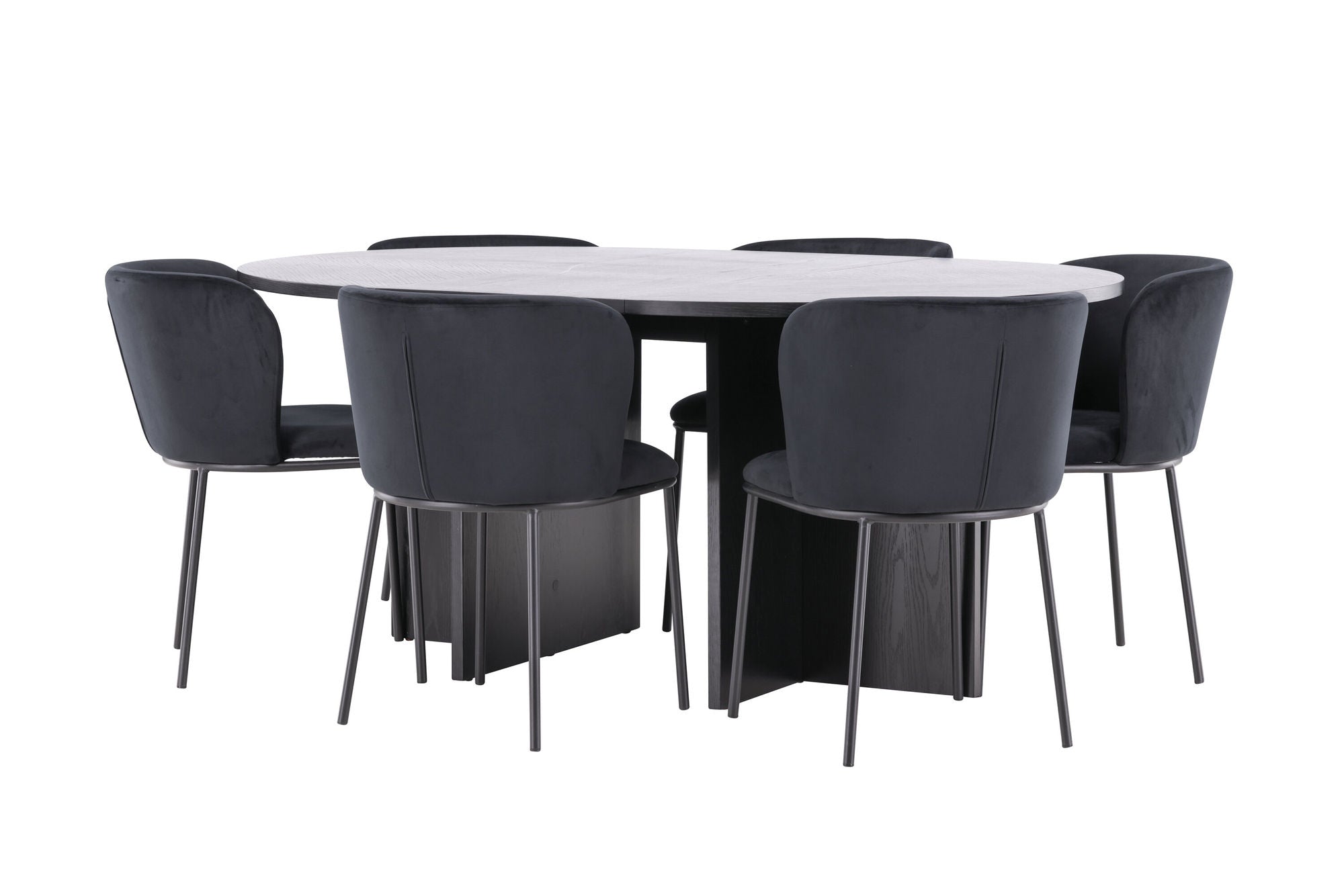 Venture Home Strada bord - Black with 6 Edina stol - Black