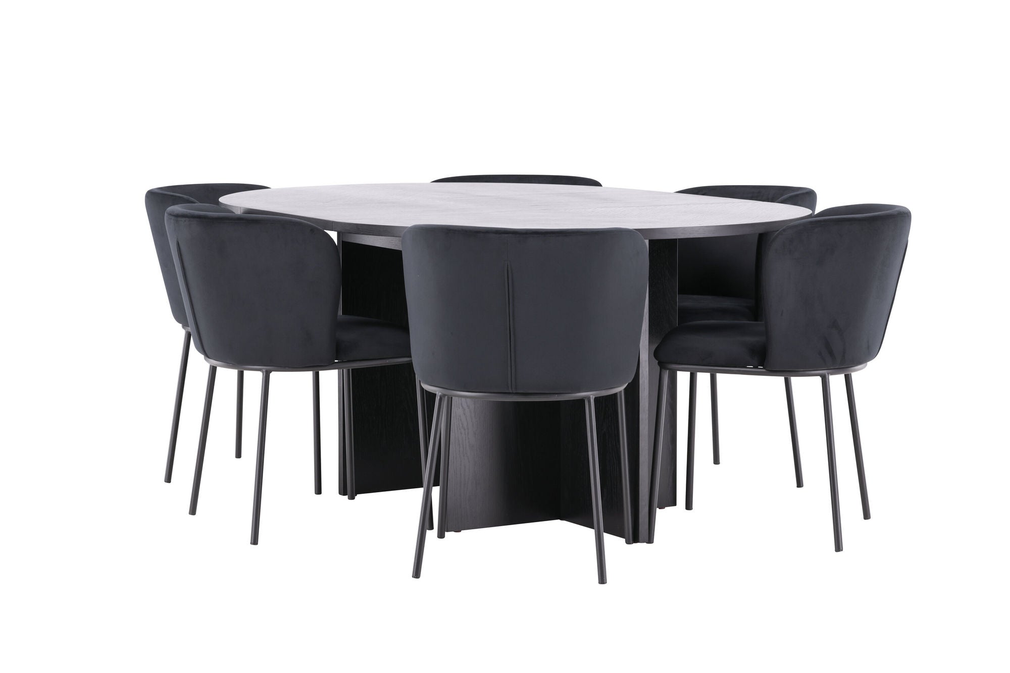 Venture Home Strada bord - Black with 6 Edina stol - Black