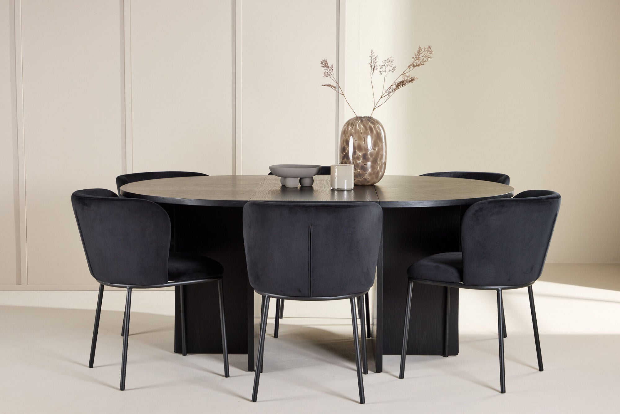 Venture Home Strada bord - Black with 6 Edina stol - Black