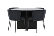 Venture Home Strada bord - Black with 4 Edina stol - Black