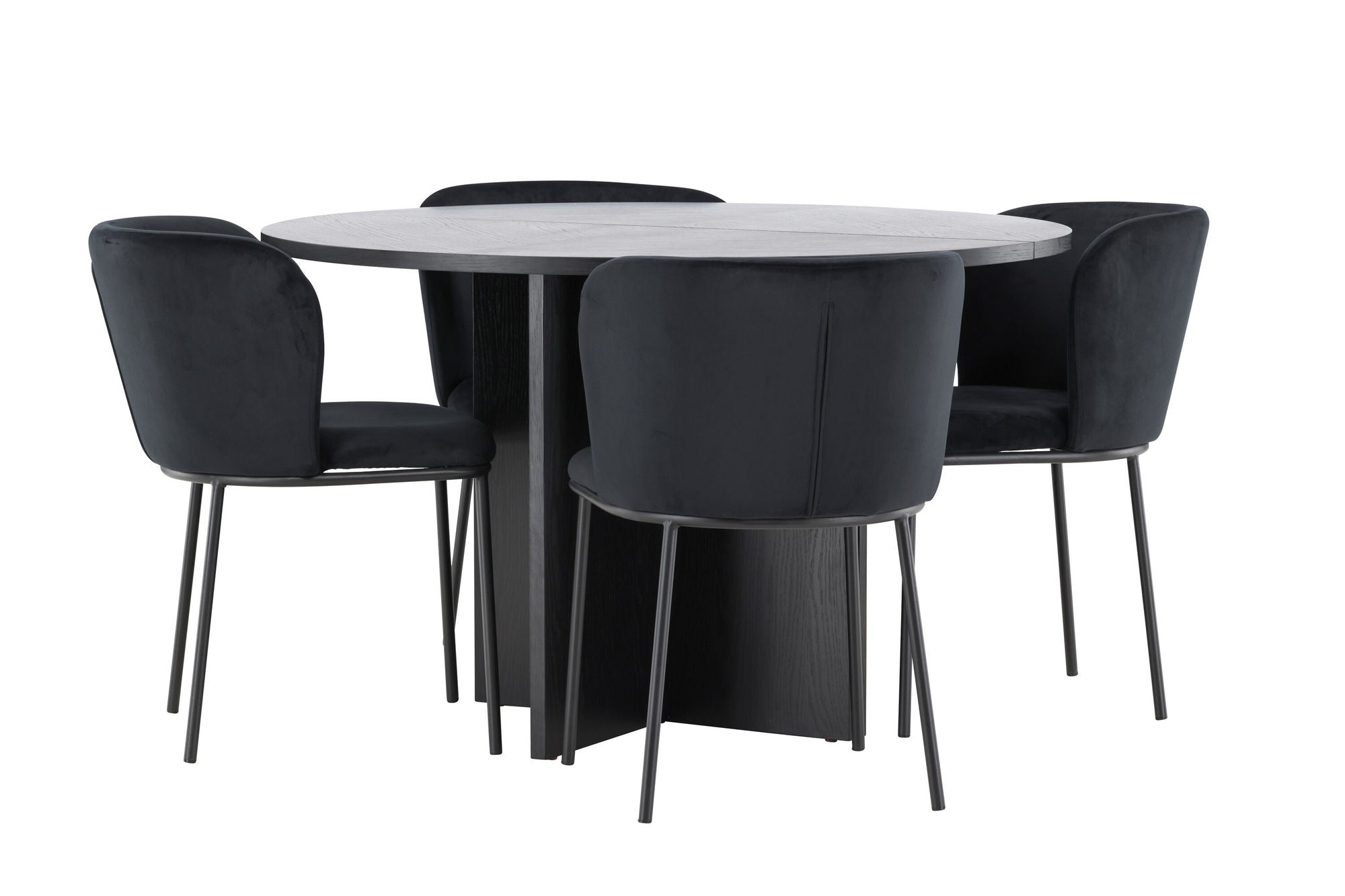 Venture Home Strada bord - Black with 4 Edina stol - Black