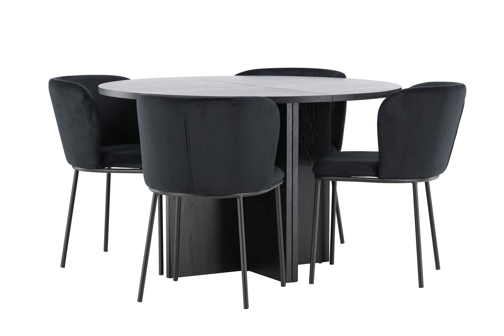 Venture Home Strada bord - Black with 4 Edina stol - Black