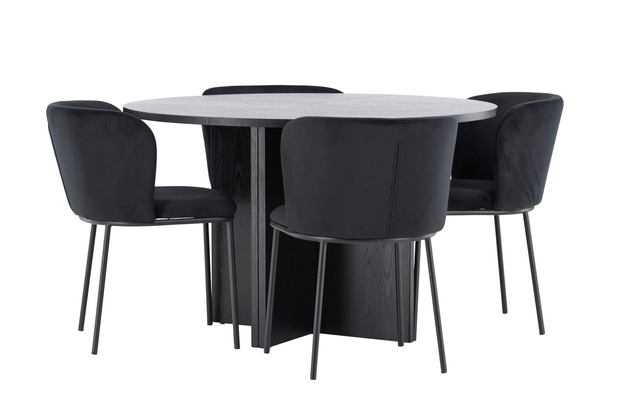 Venture Home Strada bord - Black with 4 Edina stol - Black