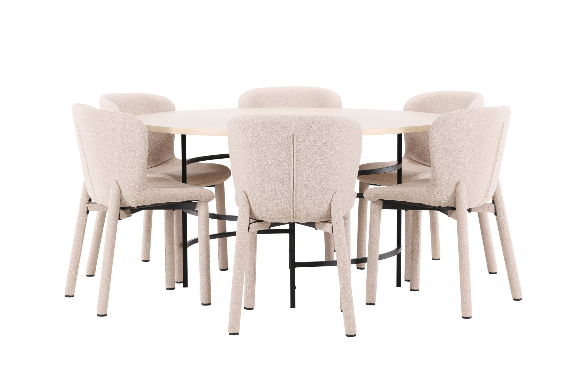 Venture Home Copenhagen bord - Whitewash/Black with 6 Astoria stol - Beige