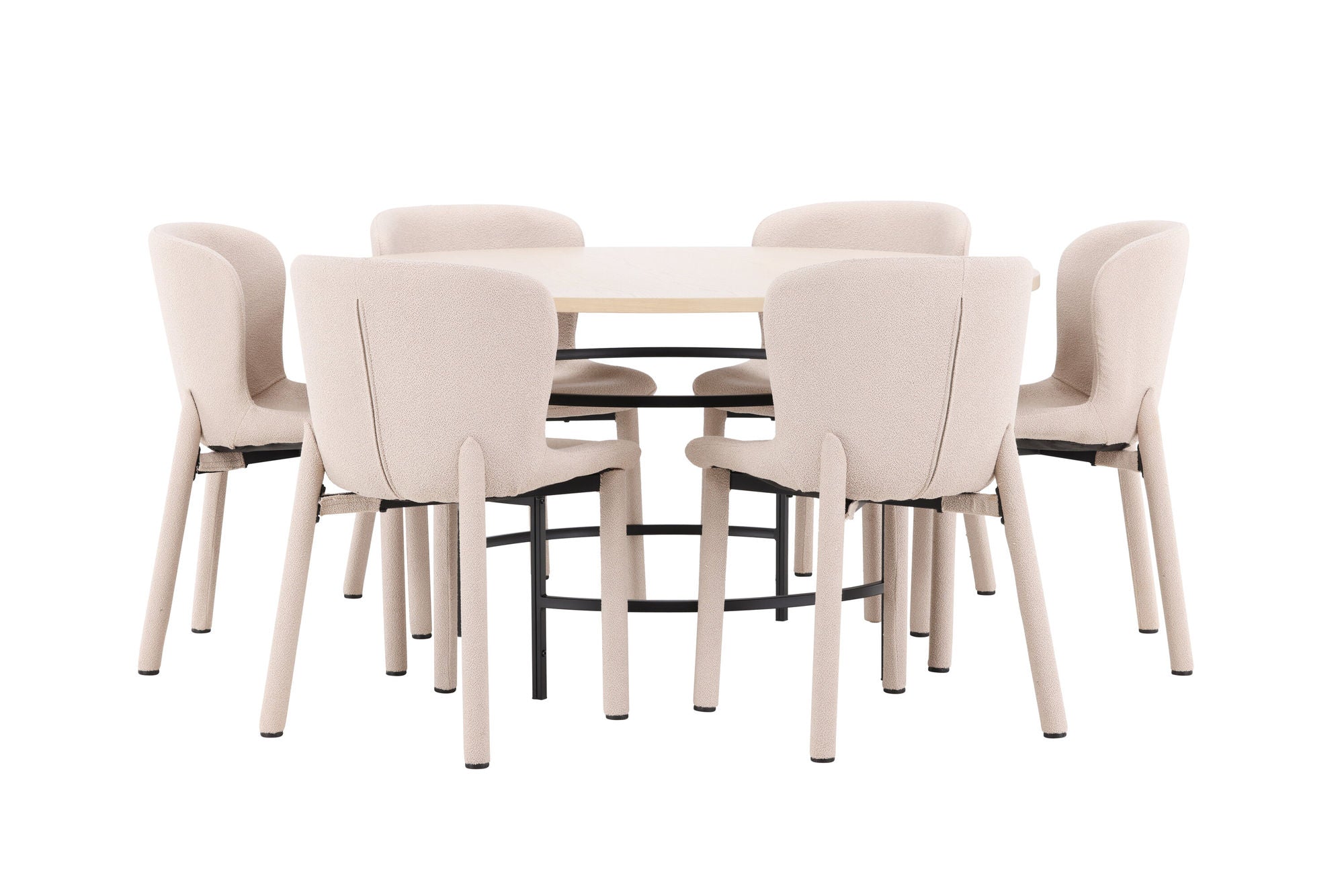 Venture Home Copenhagen bord - Whitewash/Black with 6 Astoria stol - Beige