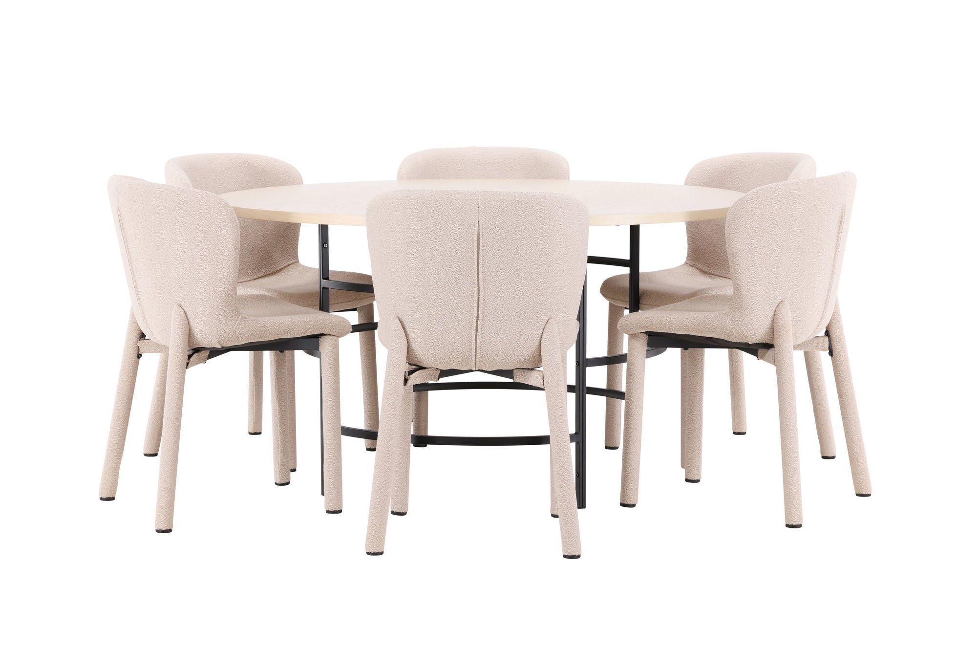 Venture Home Copenhagen bord - Whitewash/Black with 6 Astoria stol - Beige
