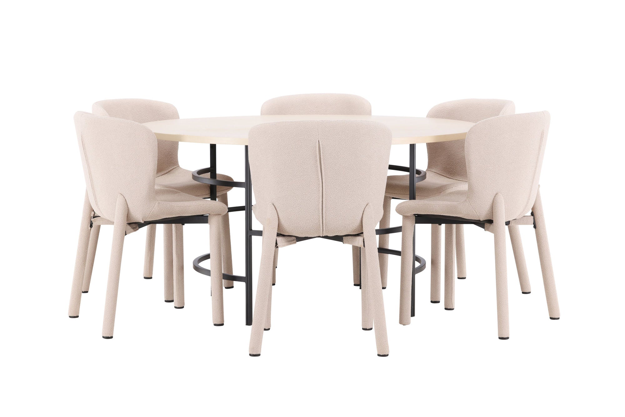 Venture Home Copenhagen bord - Whitewash/Black with 6 Astoria stol - Beige