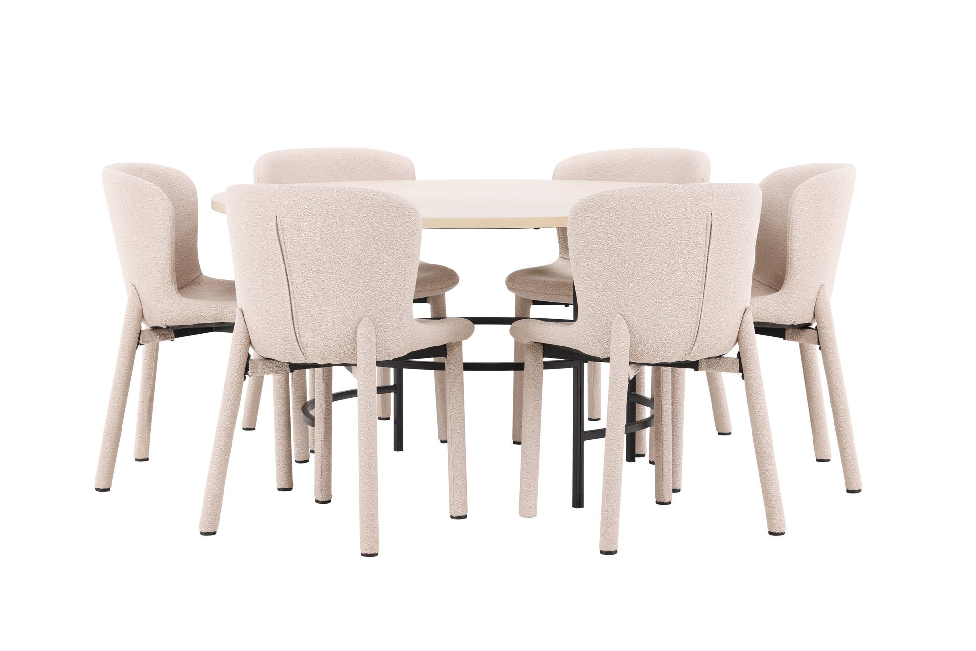 Venture Home Copenhagen bord - Whitewash/Black with 6 Astoria stol - Beige
