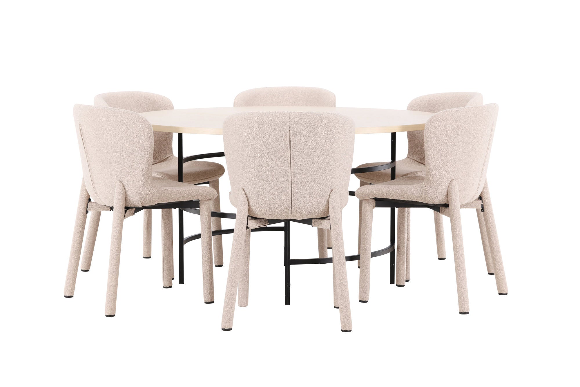 Venture Home Copenhagen bord - Whitewash/Black with 6 Astoria stol - Beige