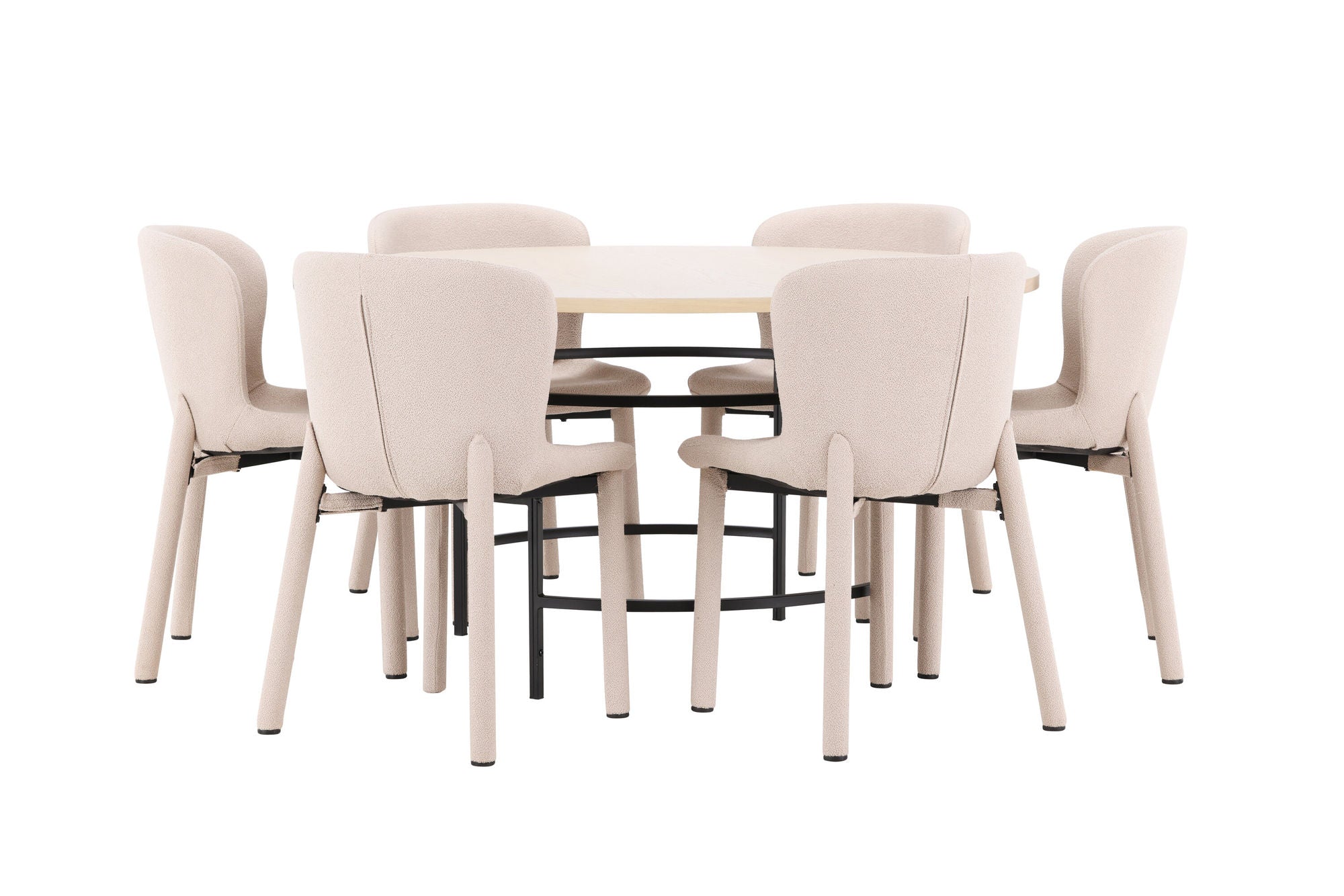 Venture Home Copenhagen bord - Whitewash/Black with 6 Astoria stol - Beige