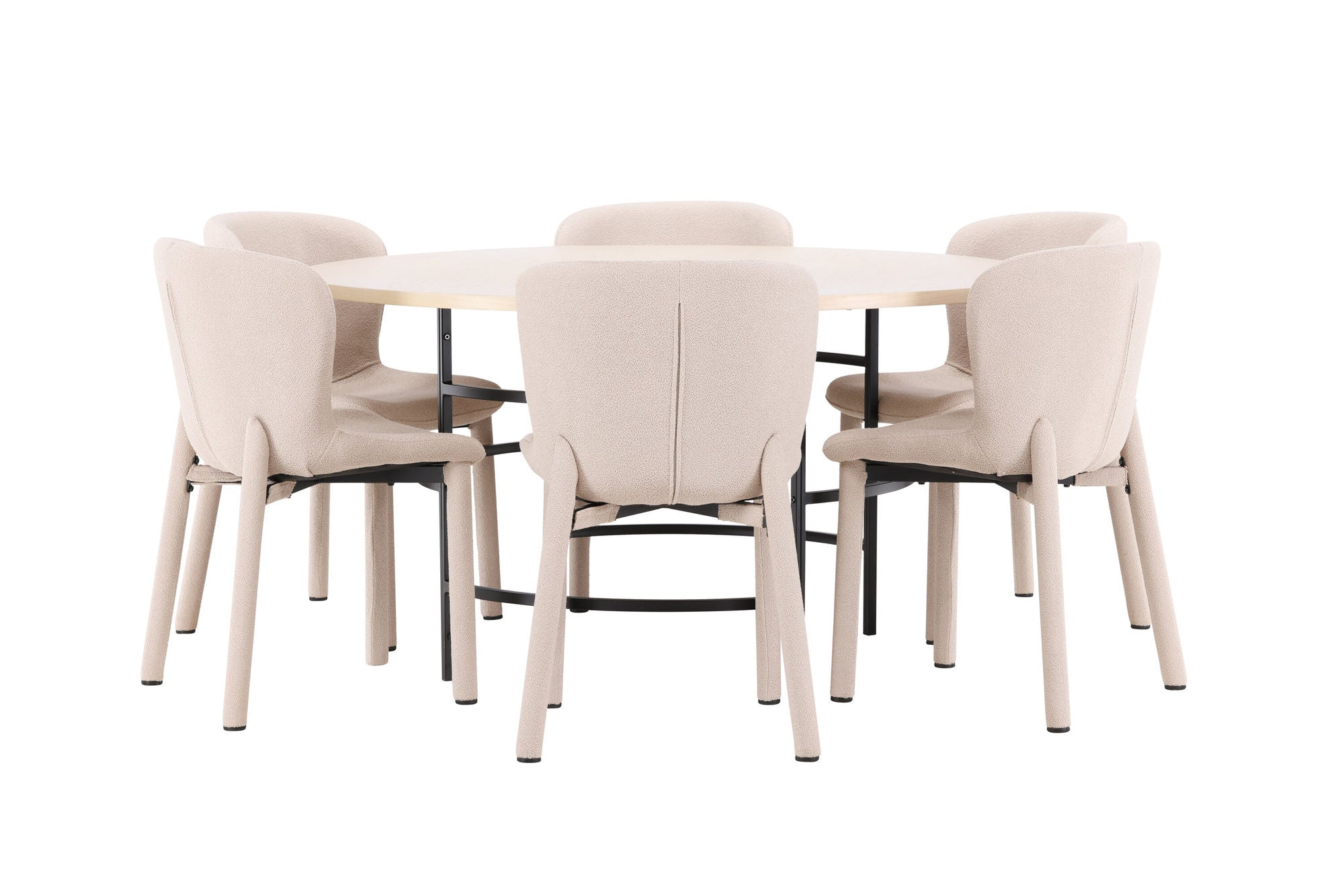 Venture Home Copenhagen bord - Whitewash/Black with 6 Astoria stol - Beige