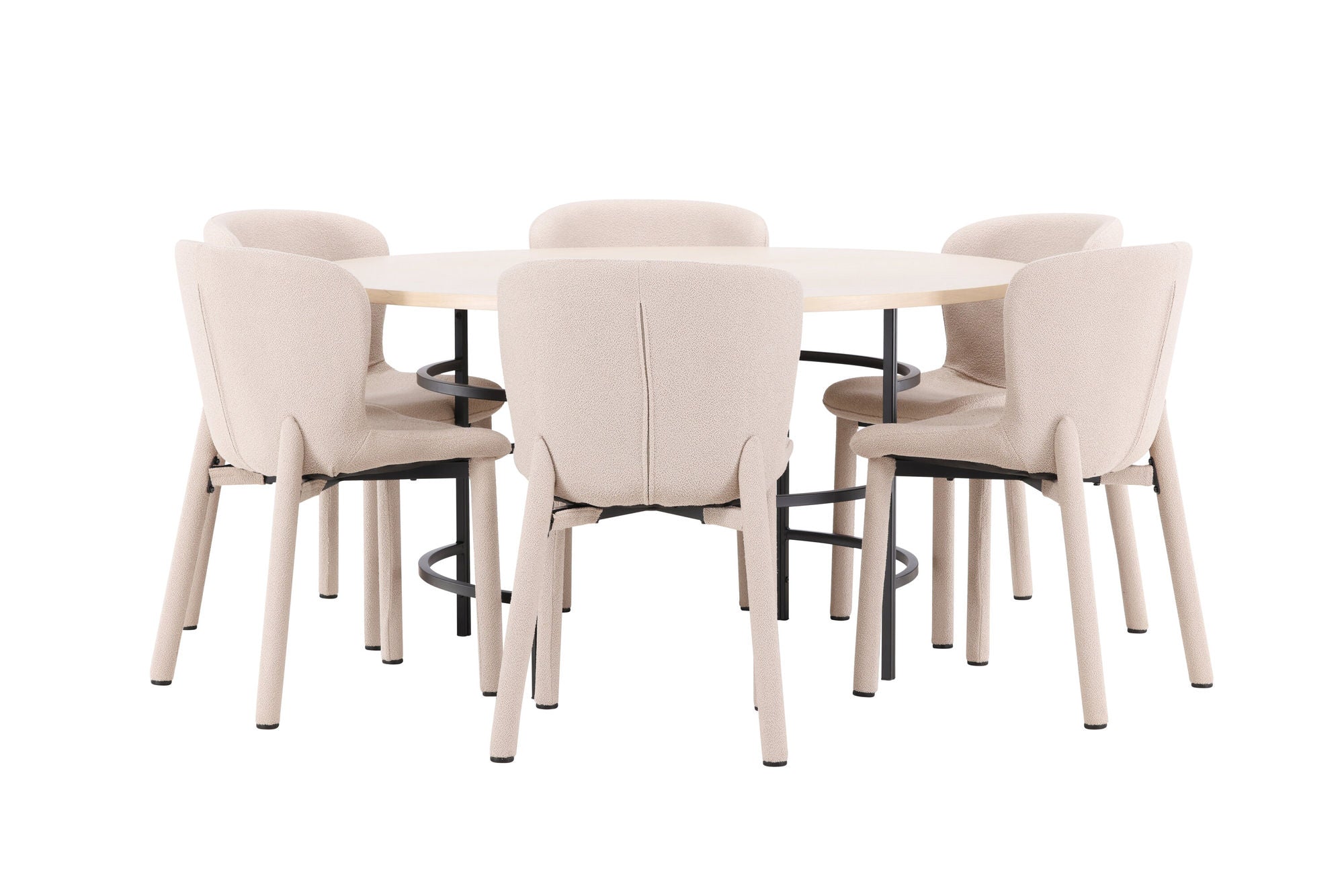Venture Home Copenhagen bord - Whitewash/Black with 6 Astoria stol - Beige