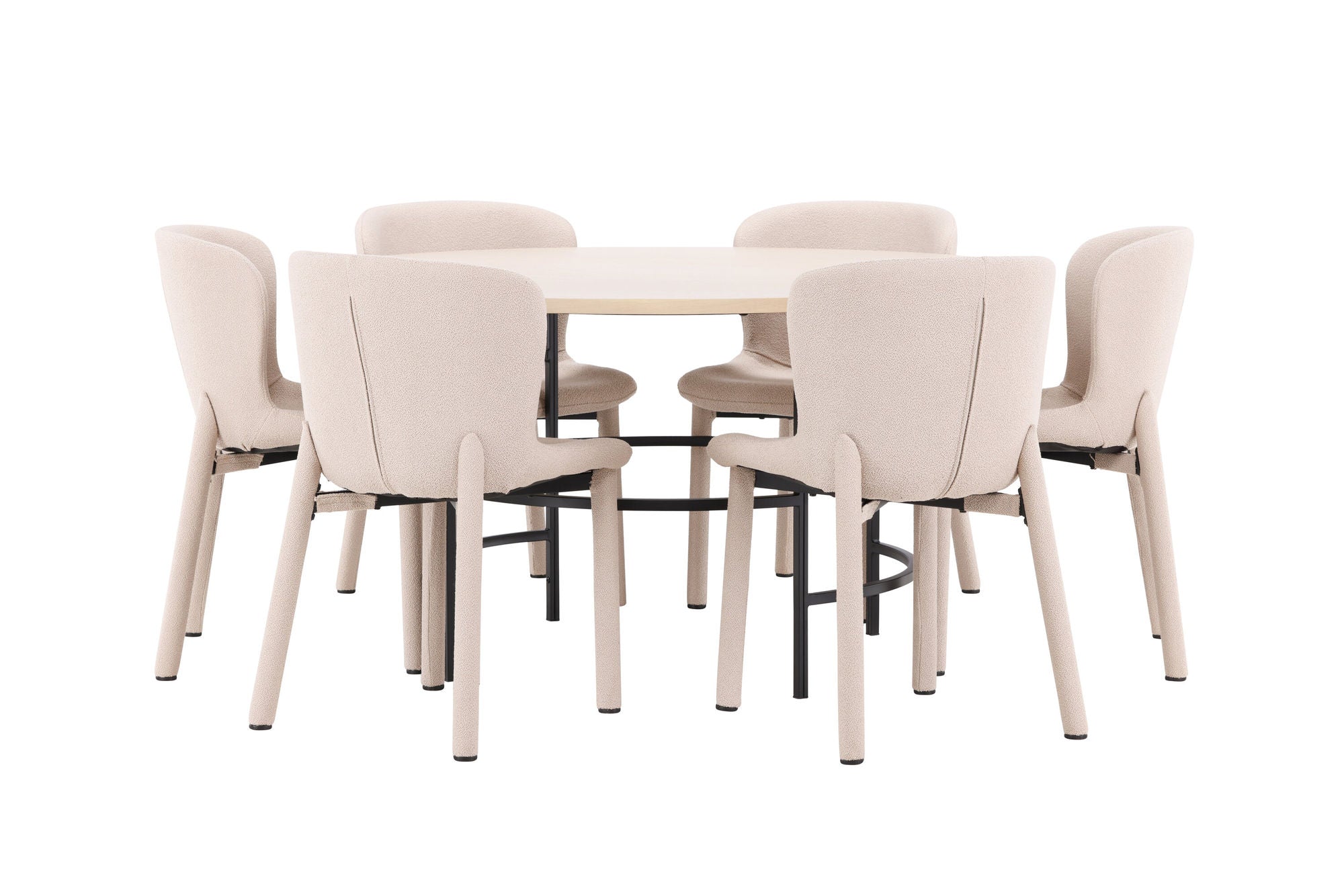 Venture Home Copenhagen bord - Whitewash/Black with 6 Astoria stol - Beige