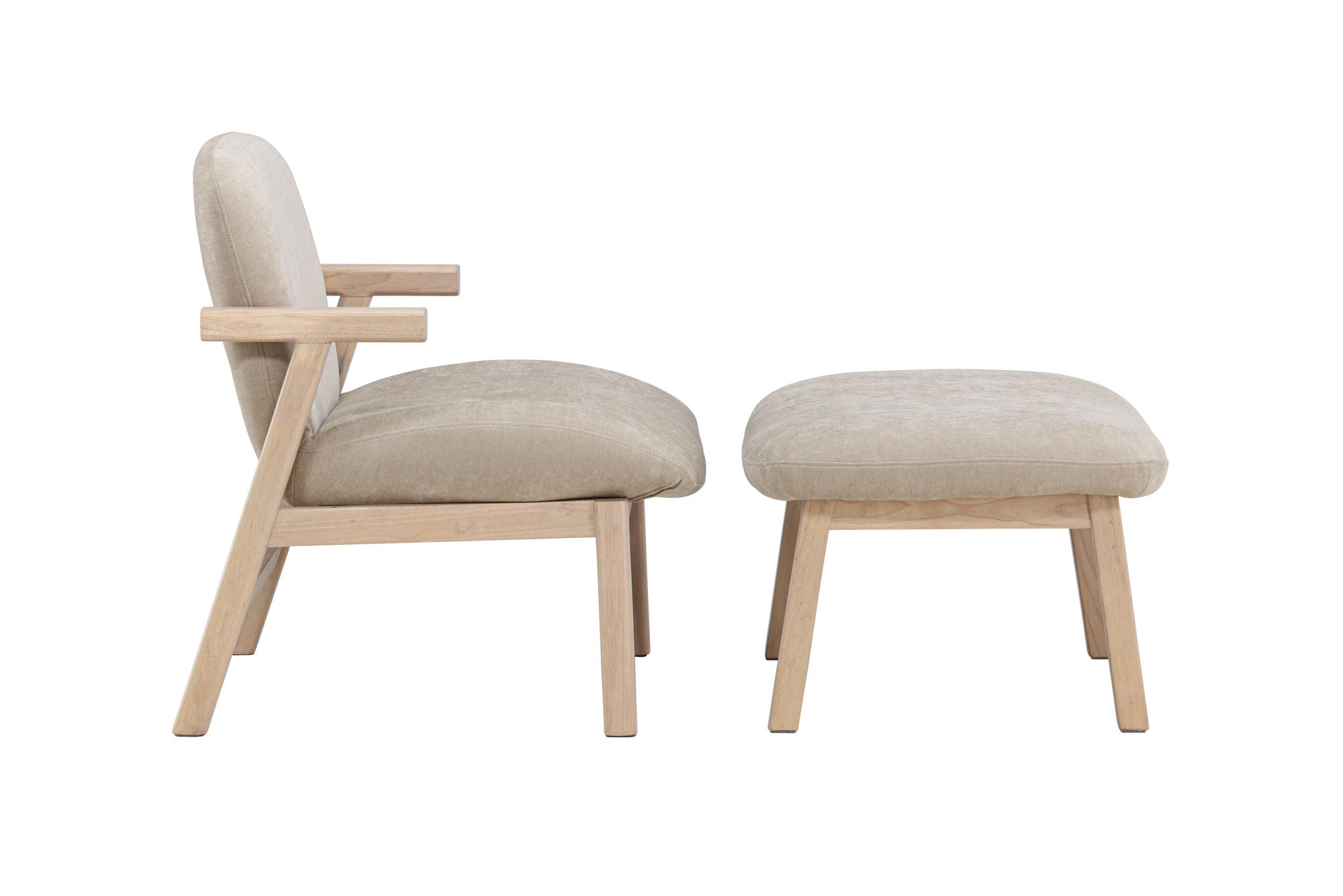 Venture Home Rile Armchair + Ottoman - Whitewash/ Beige