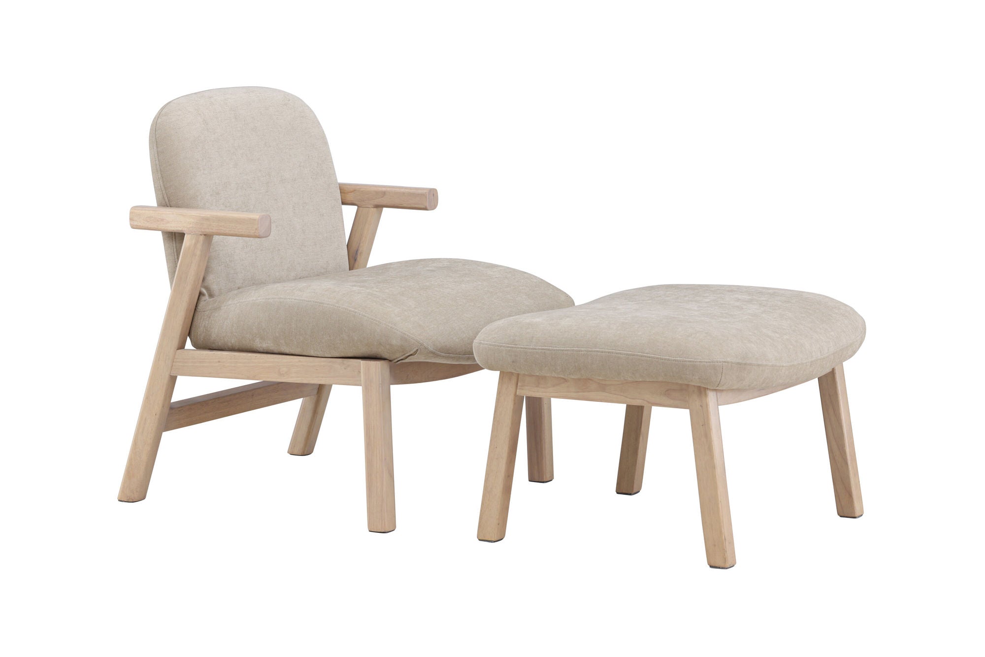 Venture Home Rile Armchair + Ottoman - Whitewash/ Beige