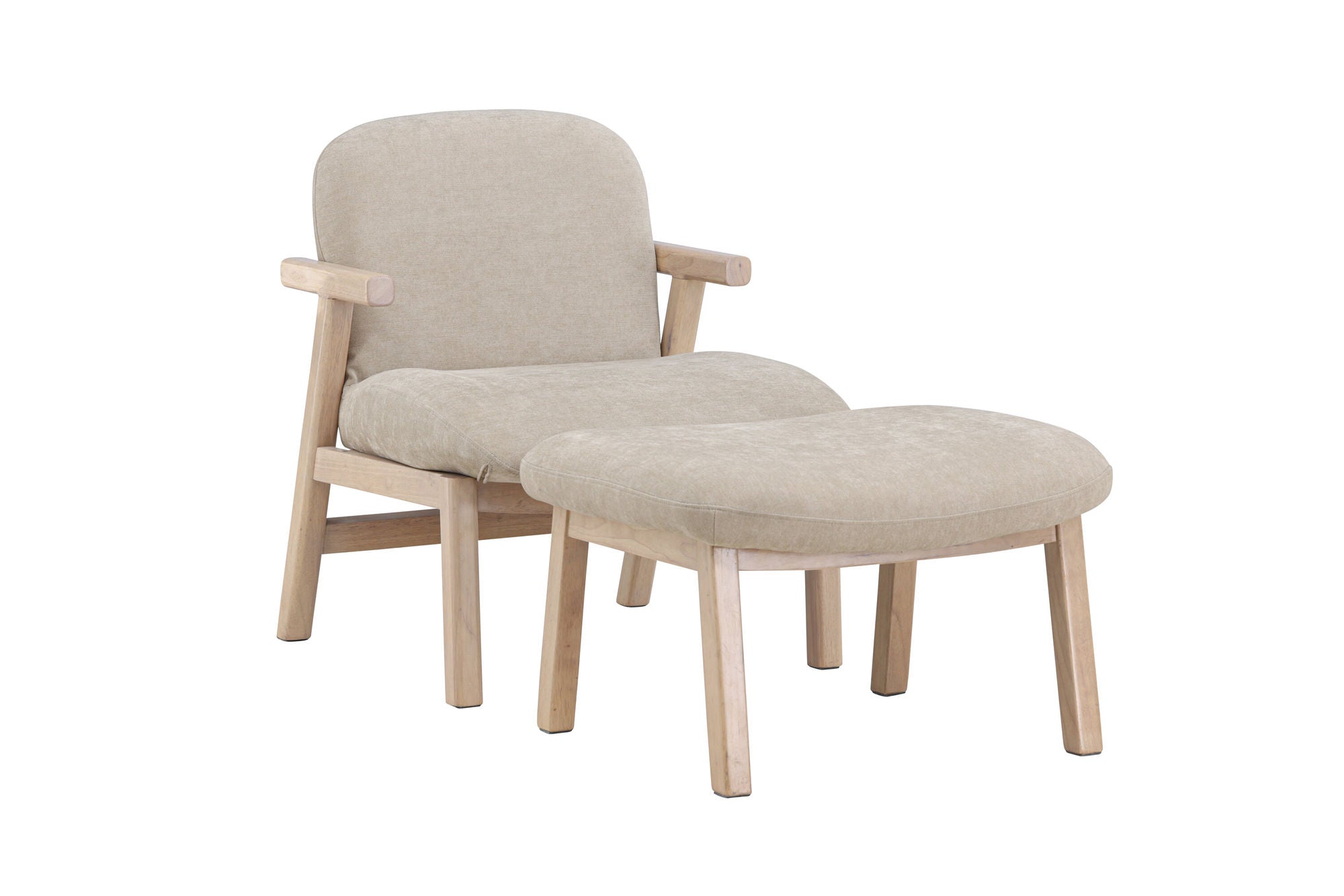 Venture Home Rile Armchair + Ottoman - Whitewash/ Beige