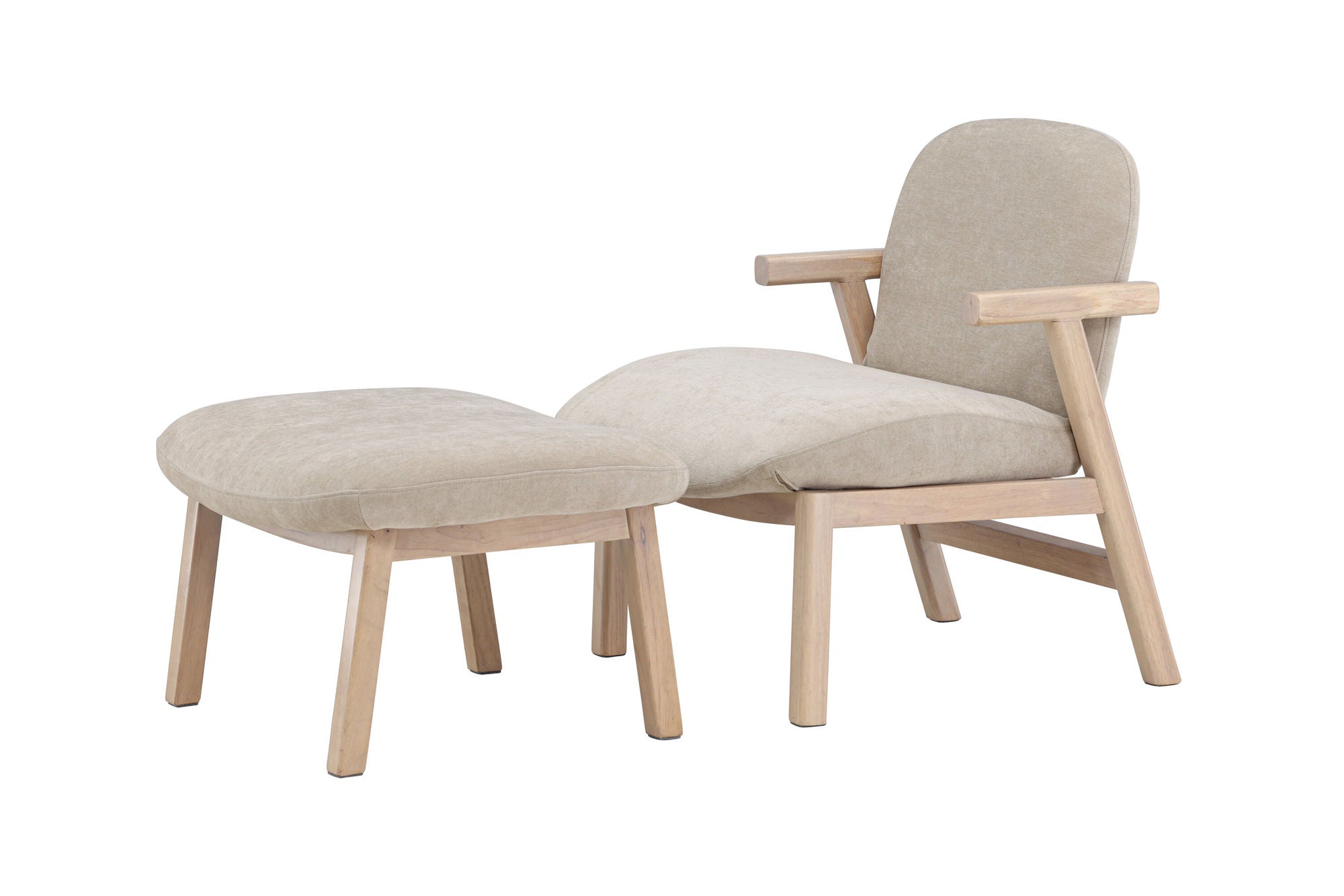 Venture Home Rile Armchair + Ottoman - Whitewash/ Beige