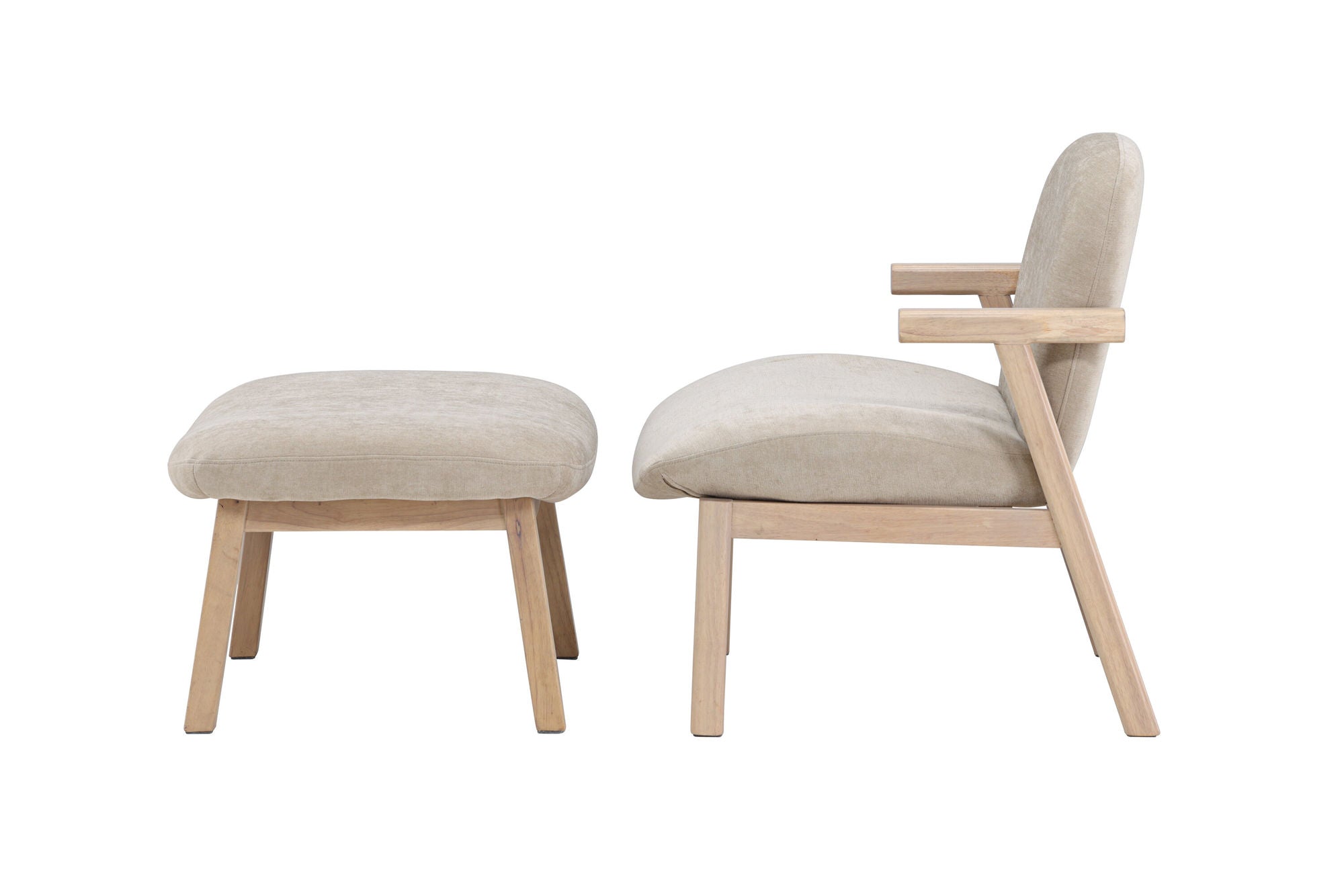 Venture Home Rile Armchair + Ottoman - Whitewash/ Beige