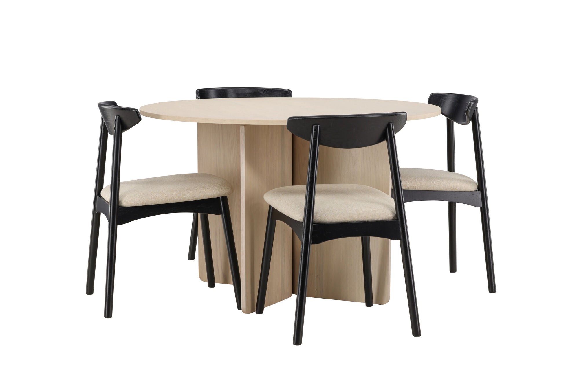 Venture Home Tyresö bord ø120 - Whitewash with Ven stol - Black