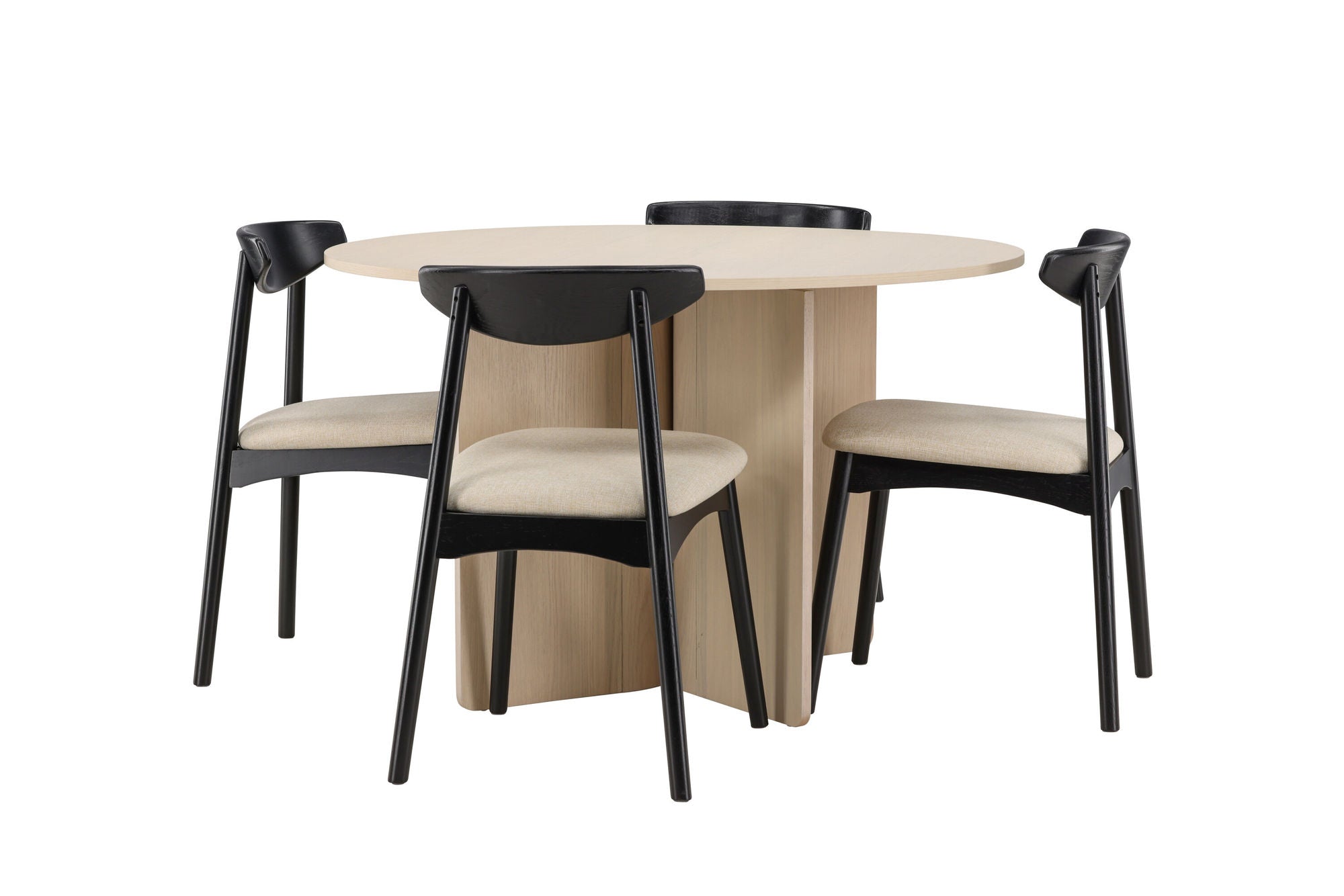 Venture Home Tyresö bord ø120 - Whitewash with Ven stol - Black
