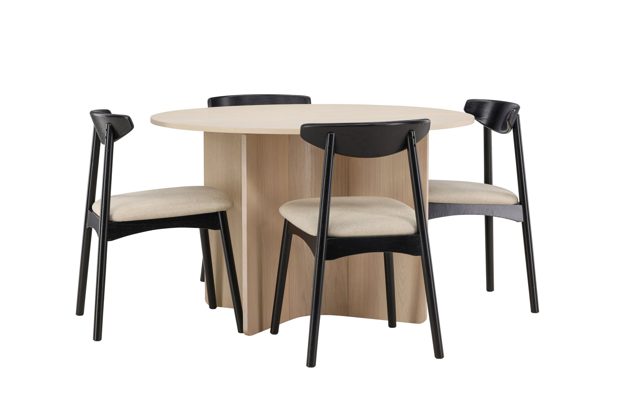 Venture Home Tyresö bord ø120 - Whitewash with Ven stol - Black
