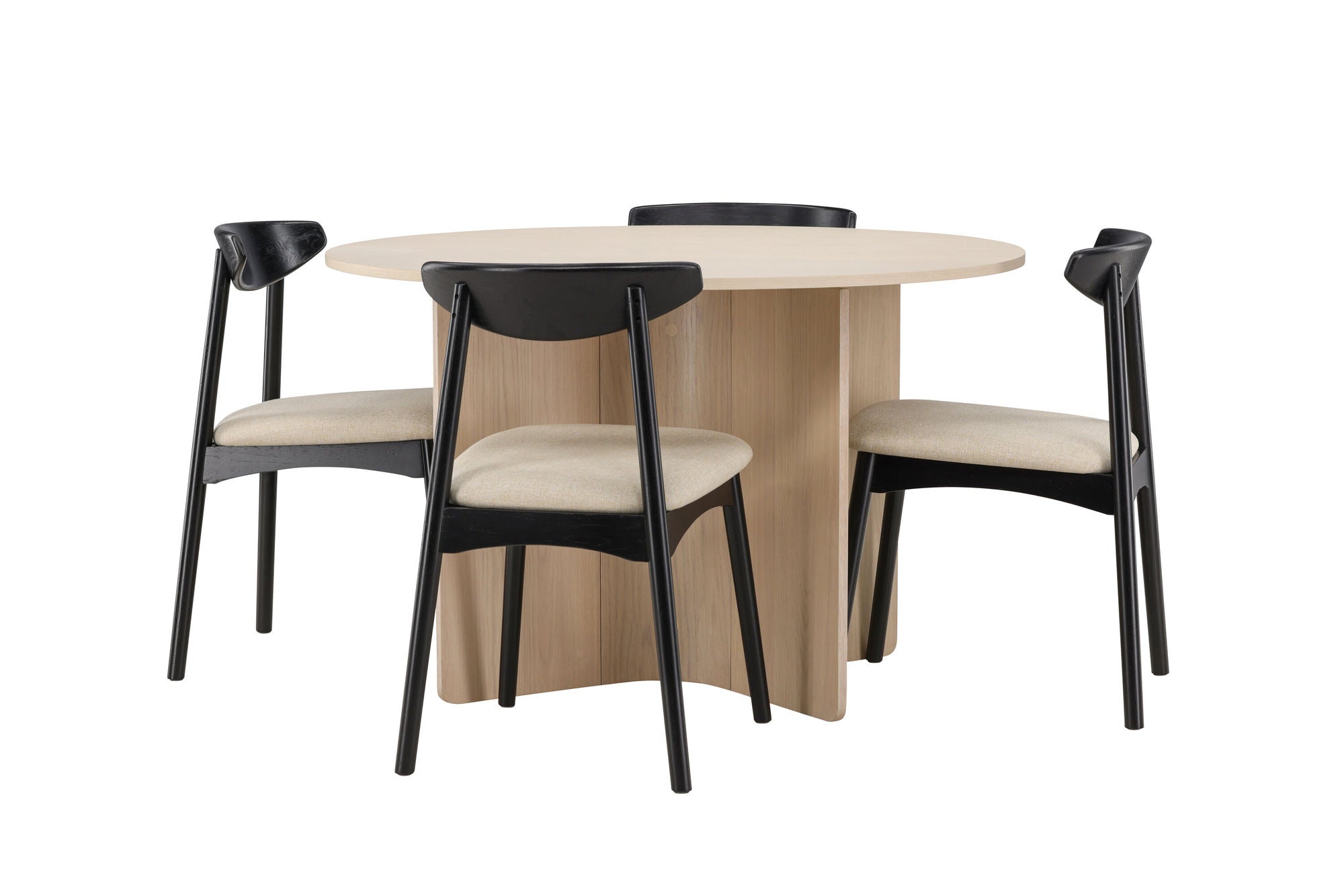 Venture Home Tyresö bord ø120 - Whitewash with Ven stol - Black