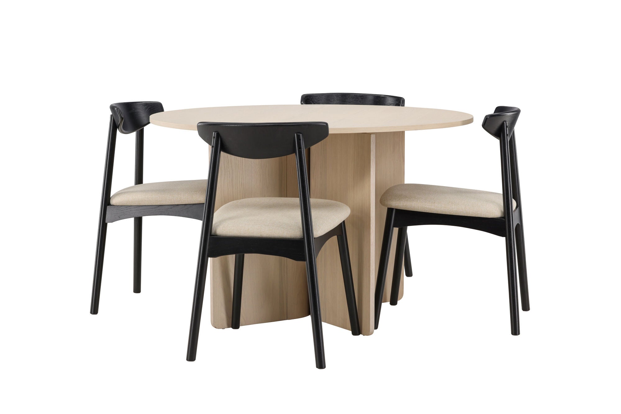 Venture Home Tyresö bord ø120 - Whitewash with Ven stol - Black