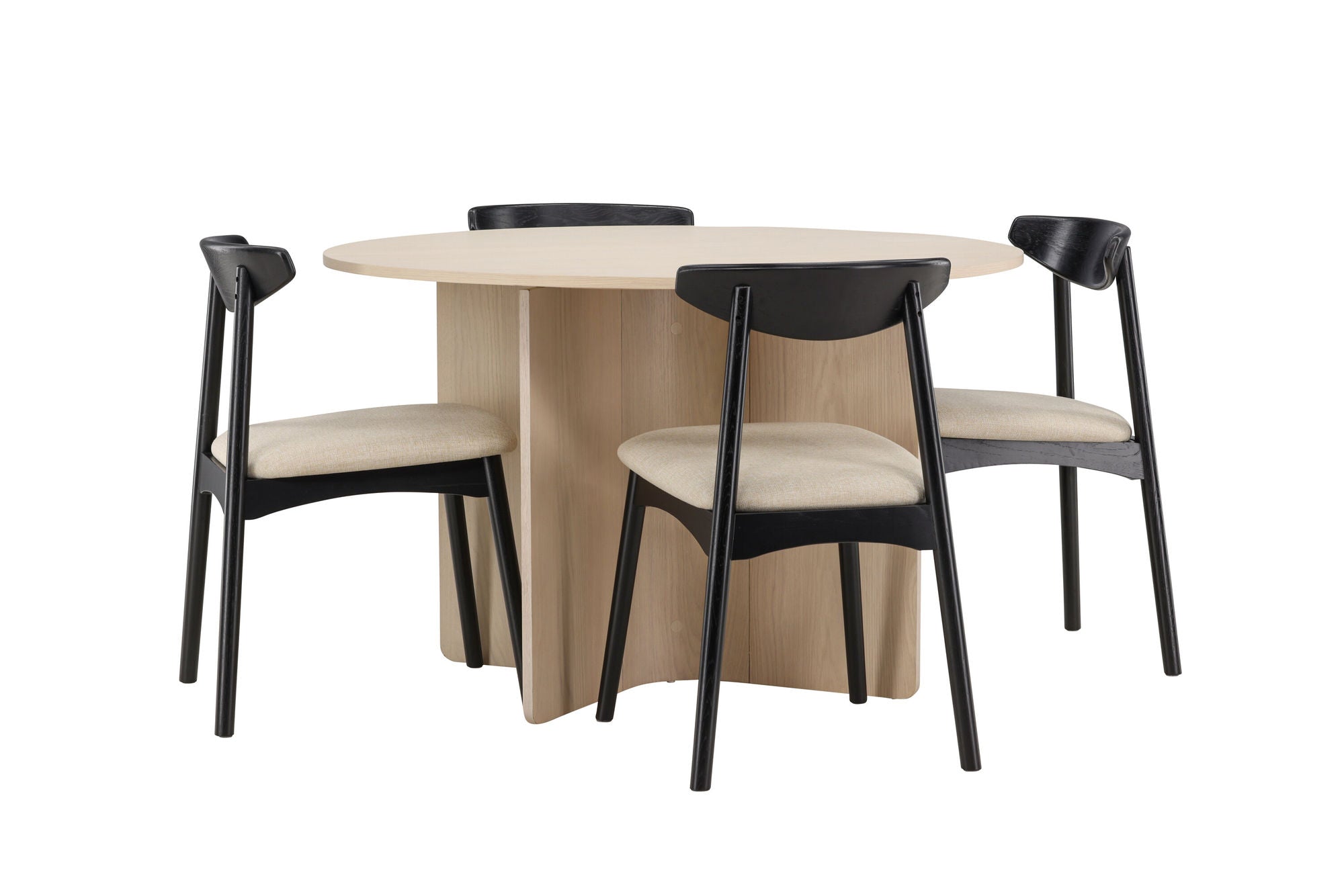 Venture Home Tyresö bord ø120 - Whitewash with Ven stol - Black
