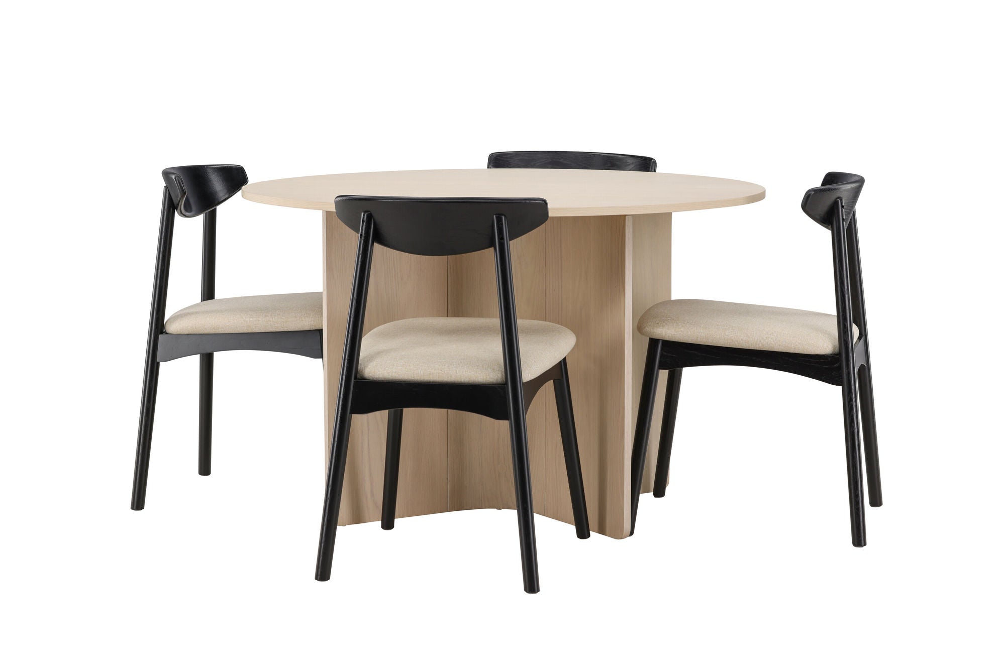 Venture Home Tyresö bord ø120 - Whitewash with Ven stol - Black