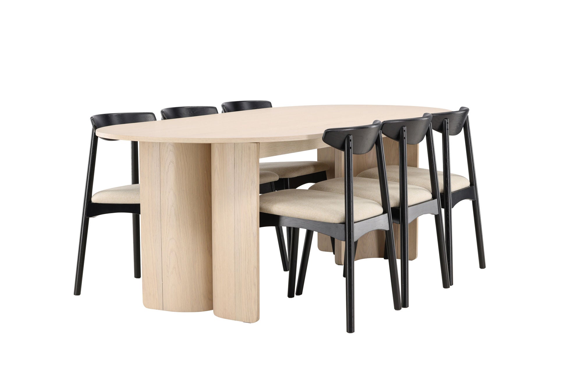 Venture Home Tyresö bord 100x220 cm - Whitewash with Ven stol - Black