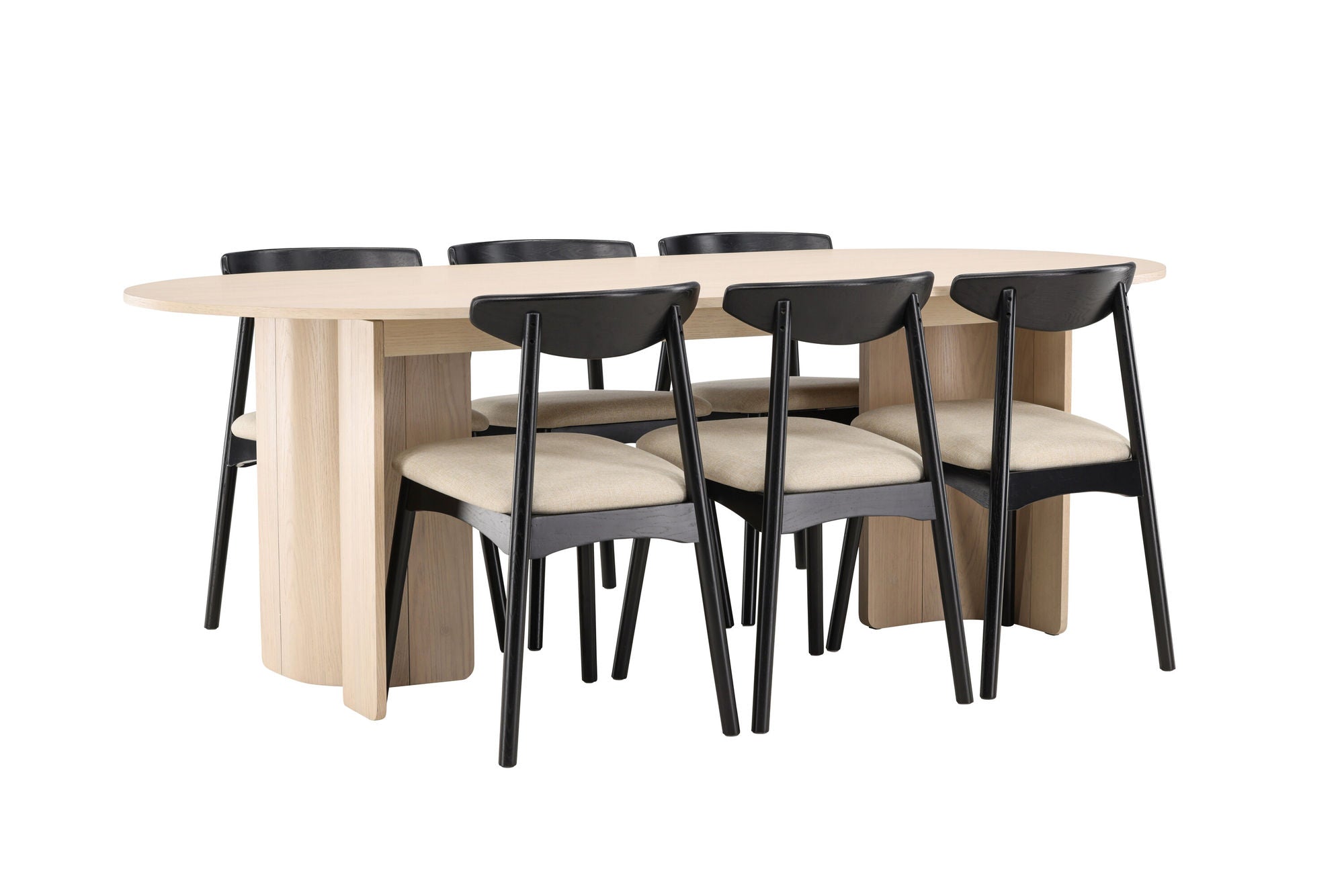 Venture Home Tyresö bord 100x220 cm - Whitewash with Ven stol - Black