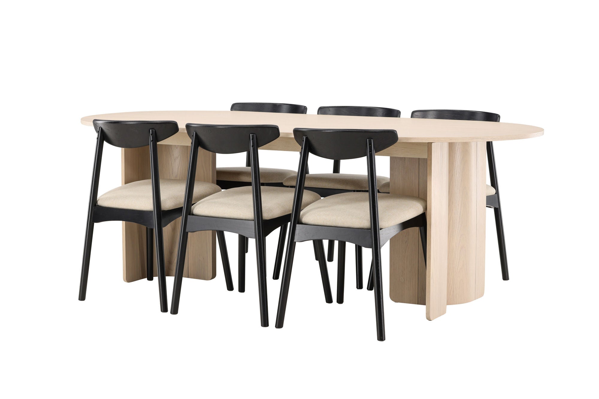 Venture Home Tyresö bord 100x220 cm - Whitewash with Ven stol - Black