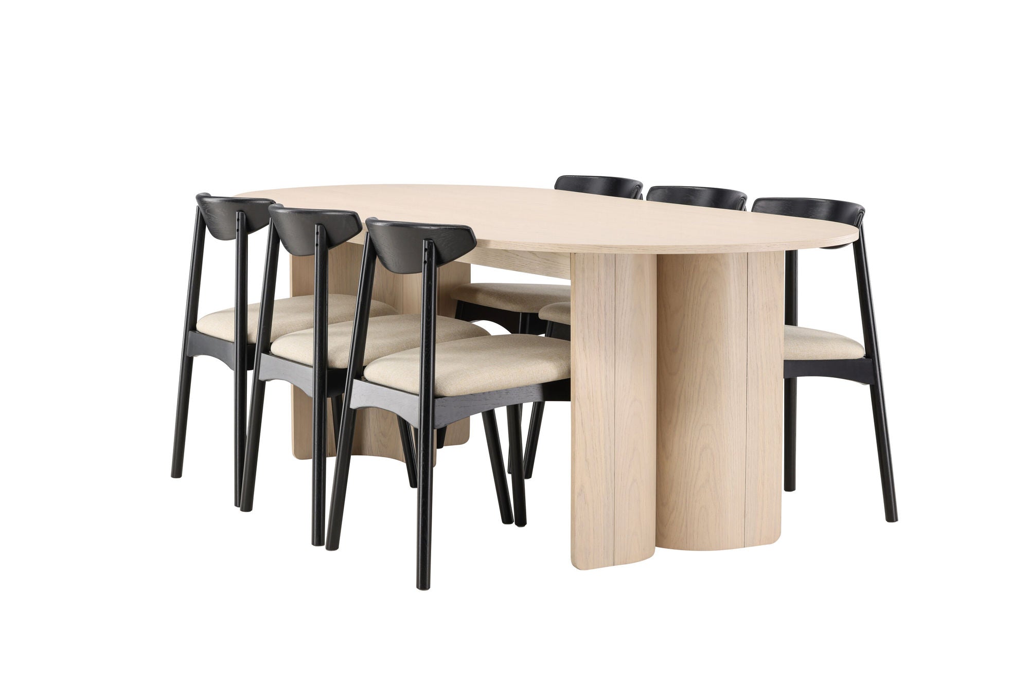 Venture Home Tyresö bord 100x220 cm - Whitewash with Ven stol - Black