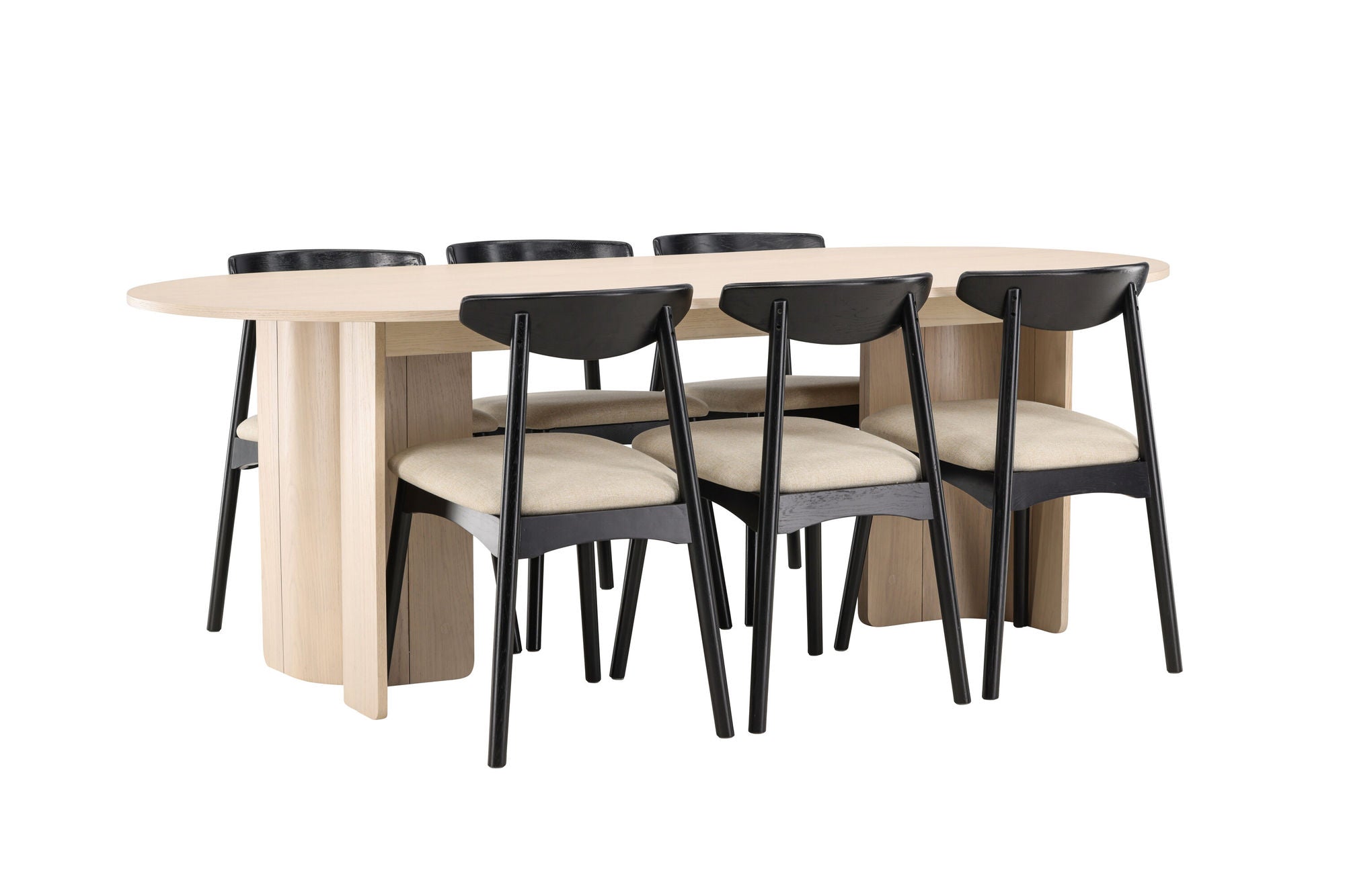 Venture Home Tyresö bord 100x220 cm - Whitewash with Ven stol - Black